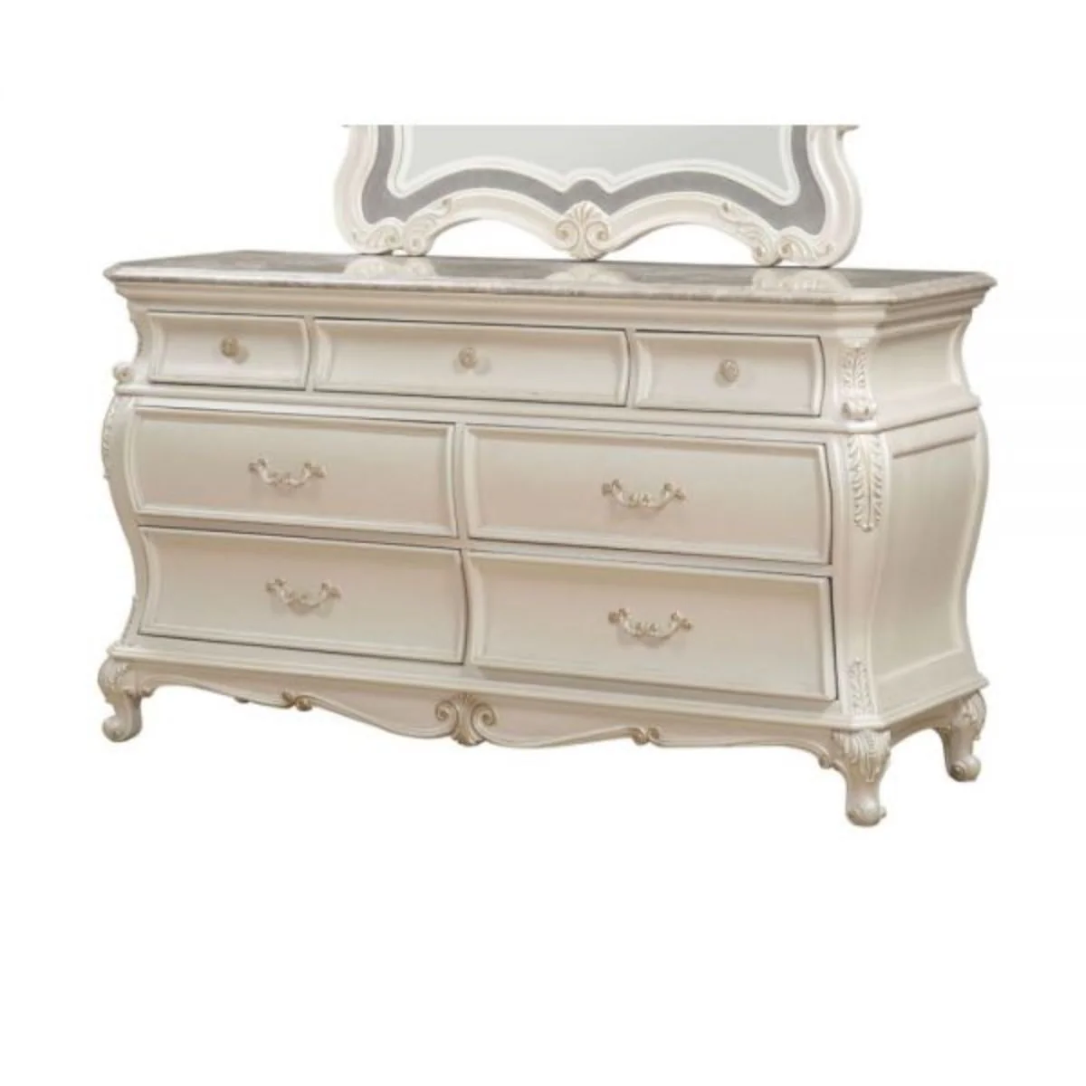 Pearl Solid and Manufactured Wood Seven Drawer Triple Dresser By Homeroots - Image 3