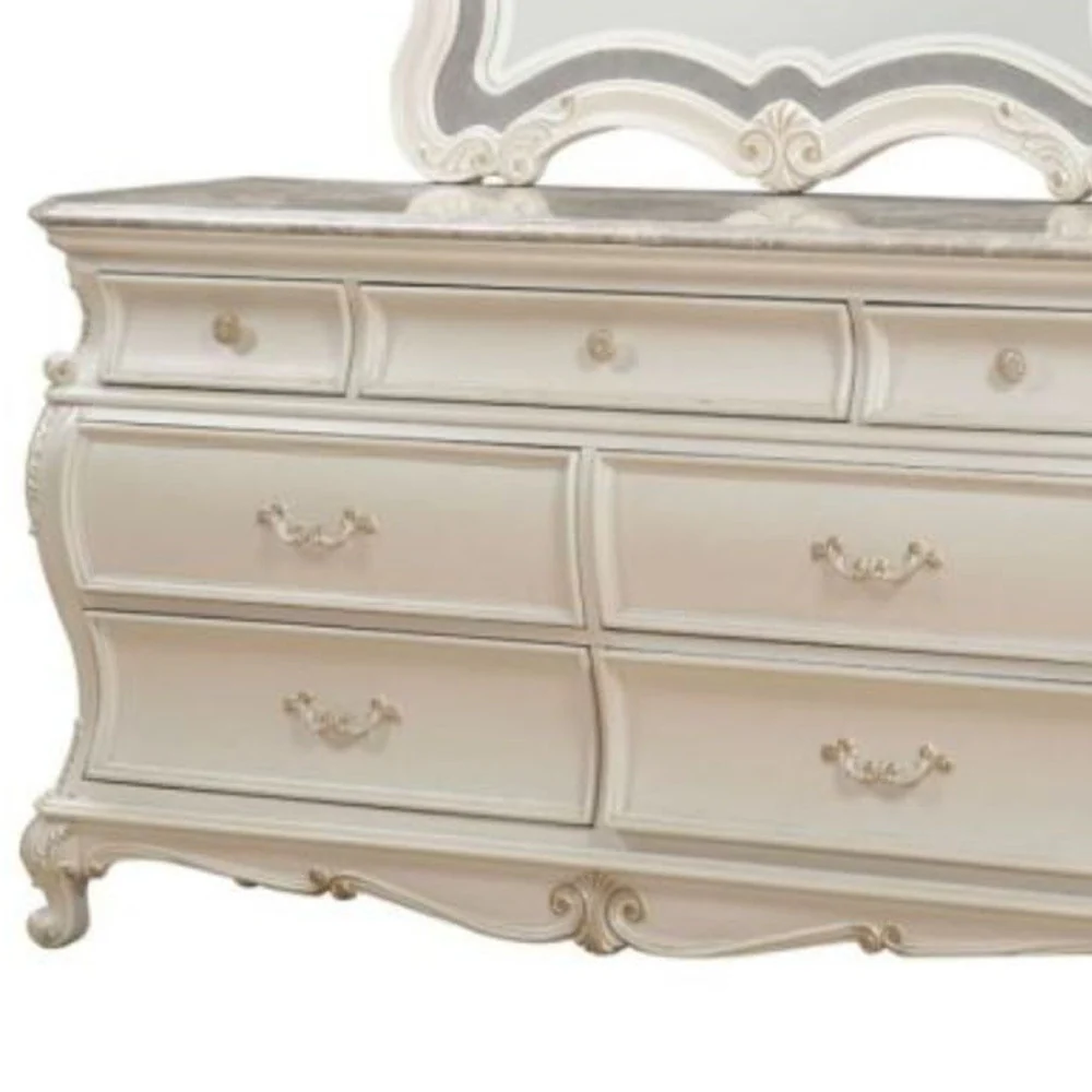 Pearl Solid and Manufactured Wood Seven Drawer Triple Dresser By Homeroots - Image 4