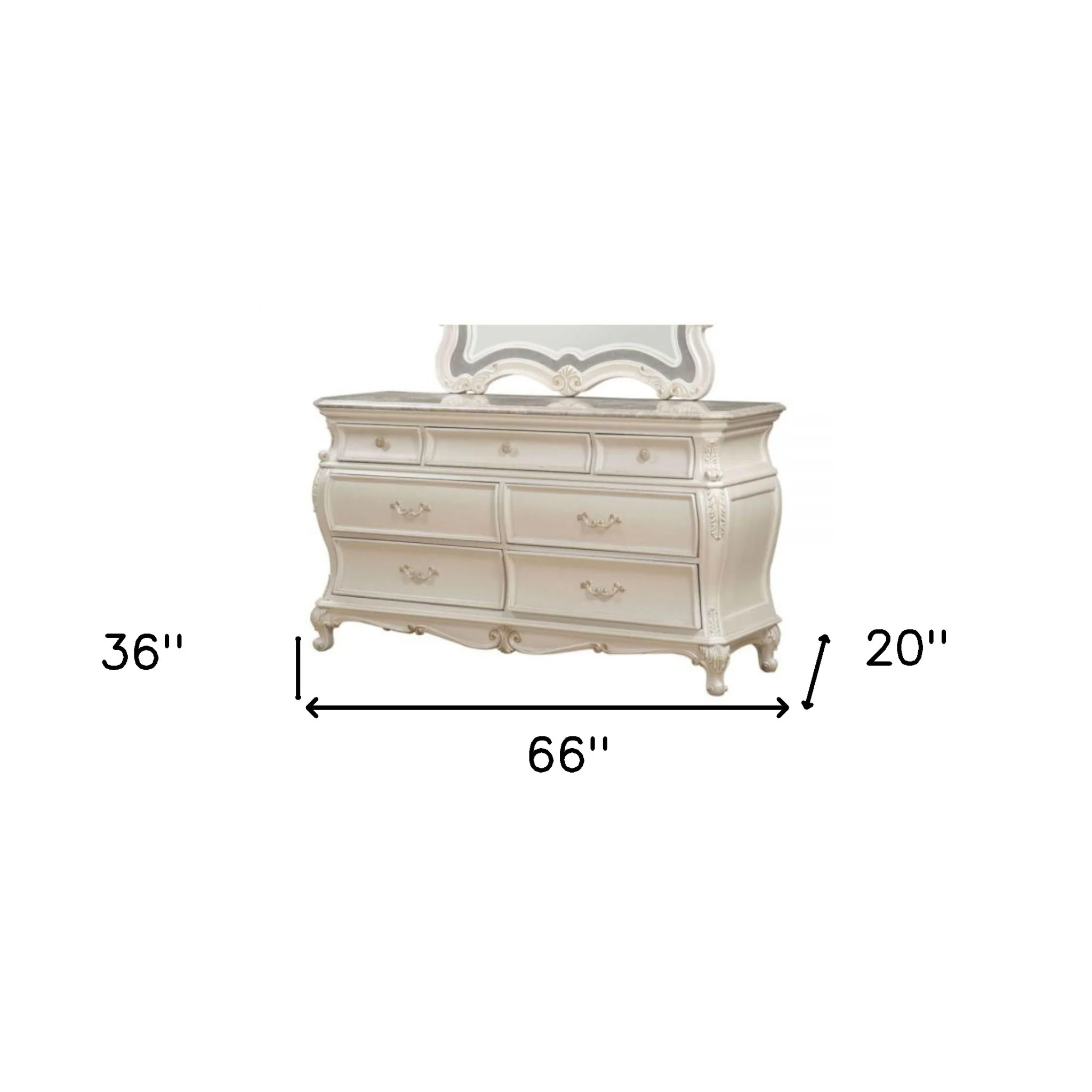 Pearl Solid and Manufactured Wood Seven Drawer Triple Dresser By Homeroots - Image 6