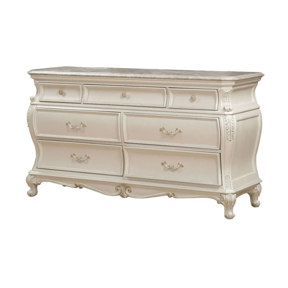 Pearl Solid and Manufactured Wood Seven Drawer Triple Dresser By Homeroots - Image 7
