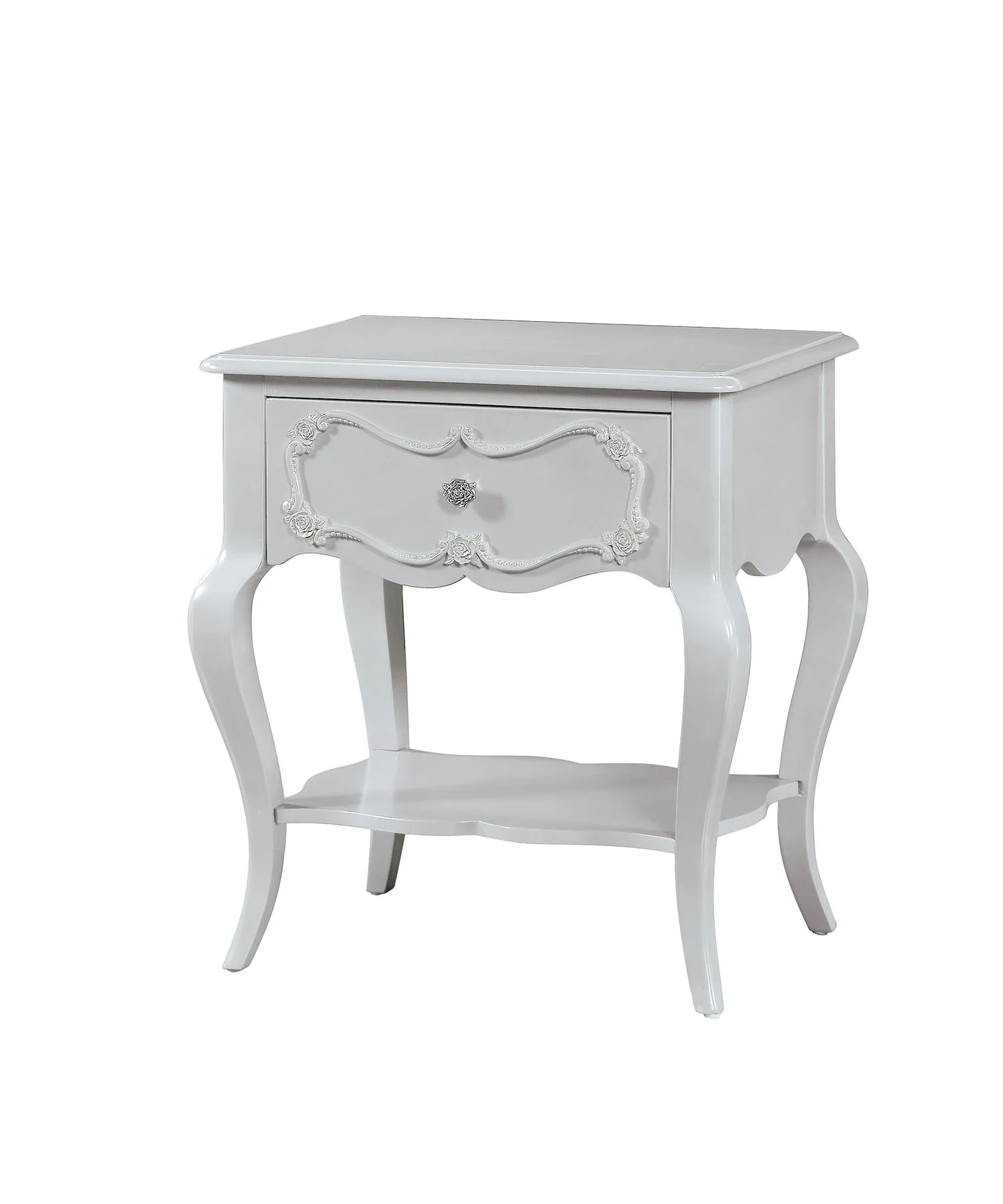 Pearl White Pine Wood Nightstand By Homeroots - Image 2