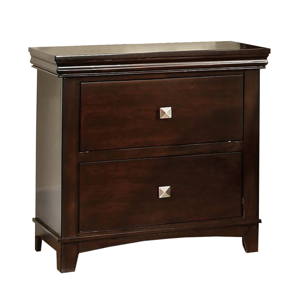 Pebble Transitional Nightstand, Brown Cherry Finish By Benzara - Image 2