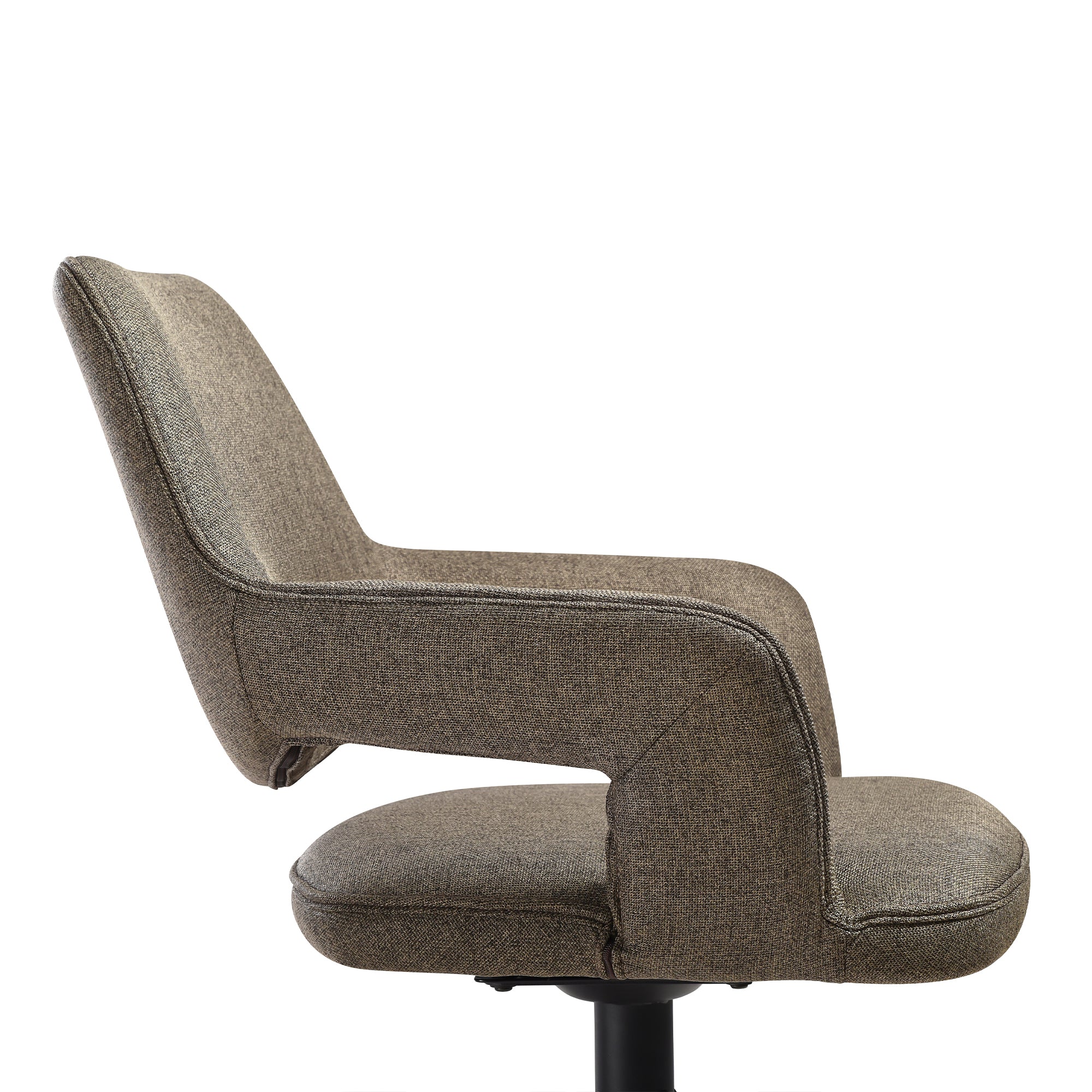 Penny Swivel Upholstered Dining Chair in Brown Fabric with Black Metal Legs - Set of 2 By Armen Living - Image 10