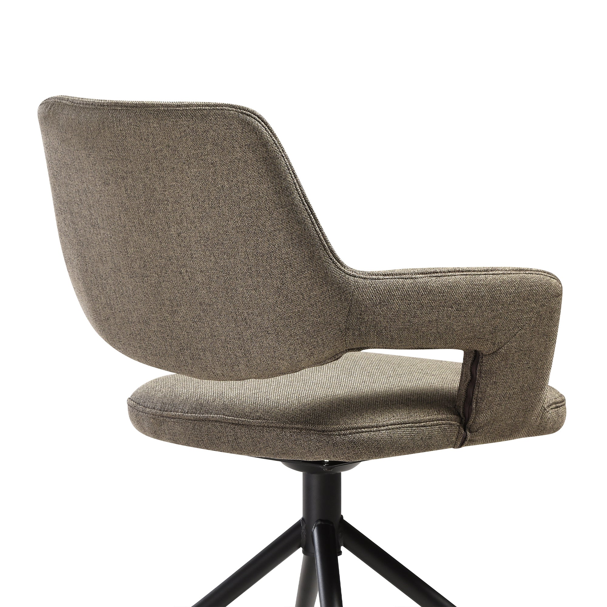 Penny Swivel Upholstered Dining Chair in Brown Fabric with Black Metal Legs - Set of 2 By Armen Living - Image 7