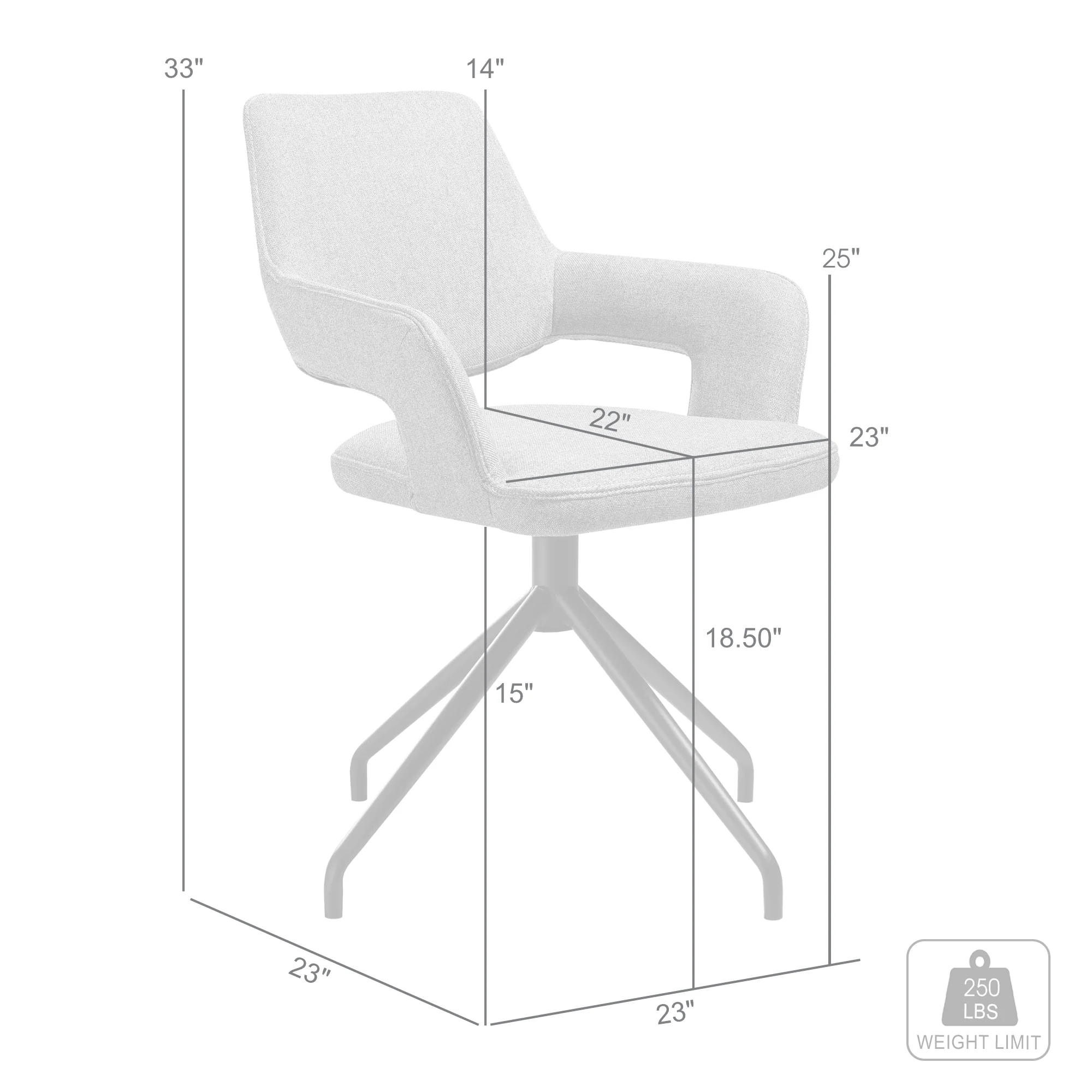 Penny Swivel Upholstered Dining Chair in Brown Fabric with Black Metal Legs - Set of 2 By Armen Living - Image 9