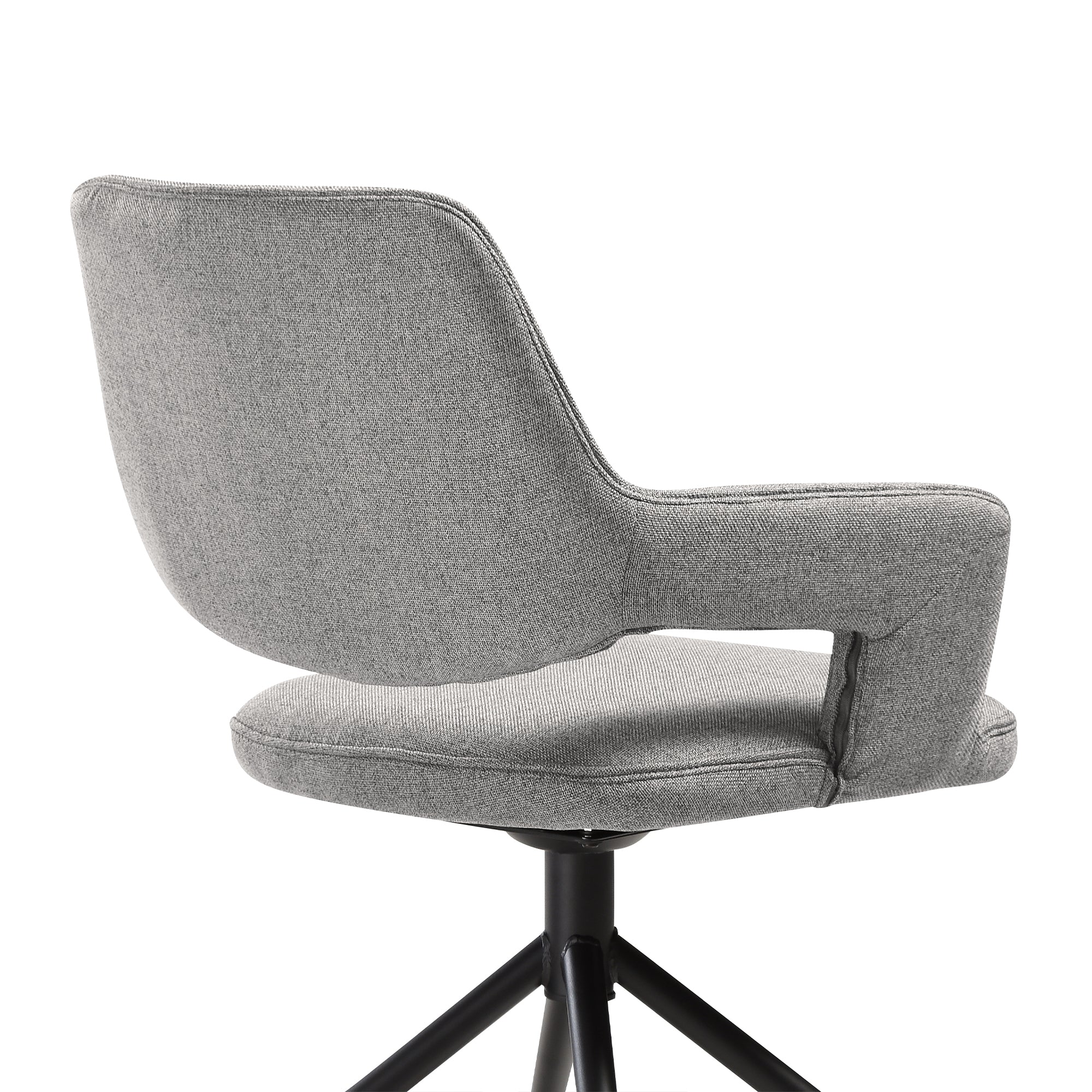 Penny Swivel Upholstered Dining Chair in Gray Fabric with Black Metal Legs - Set of 2 By Armen Living - Image 11