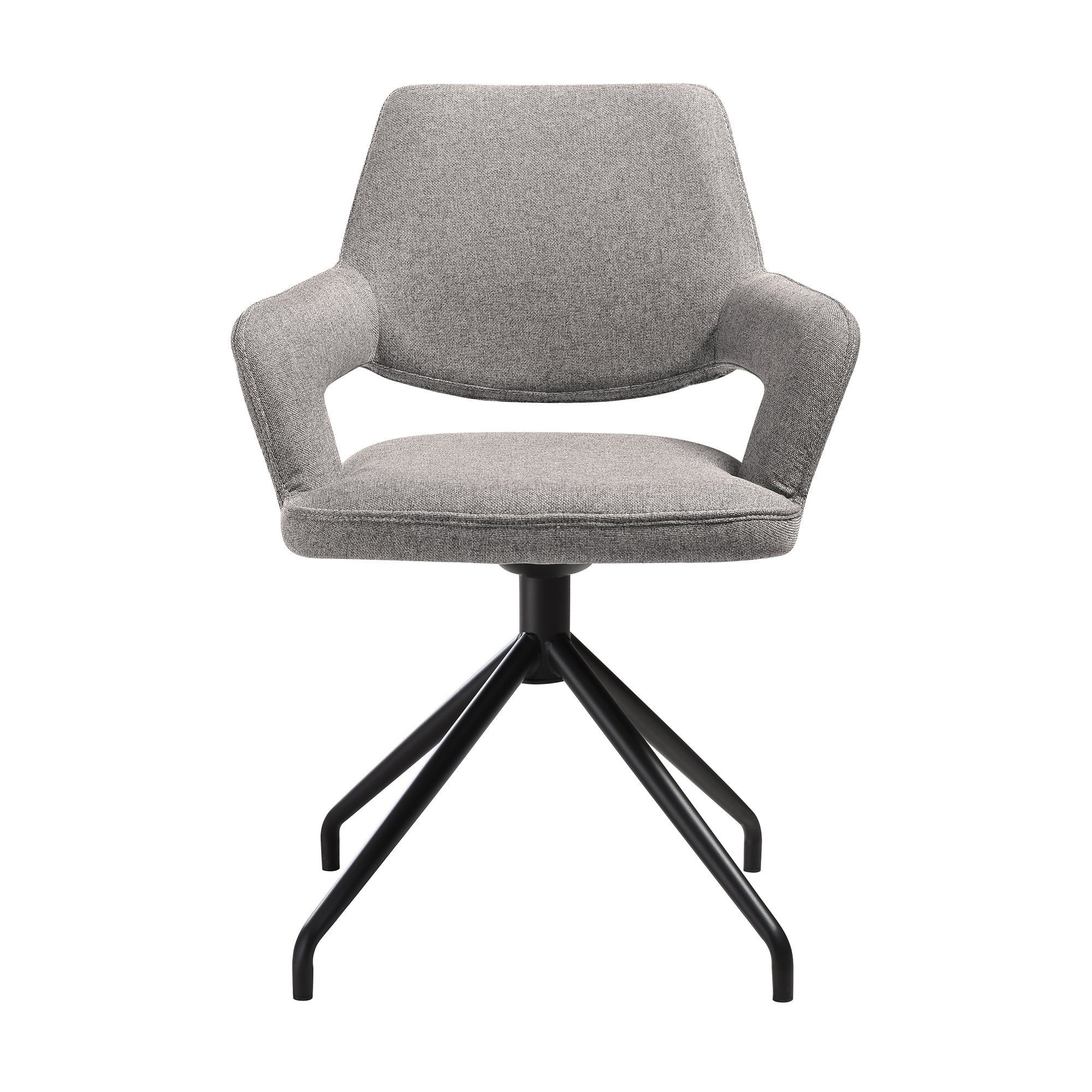Penny Swivel Upholstered Dining Chair in Gray Fabric with Black Metal Legs - Set of 2 By Armen Living - Image 5