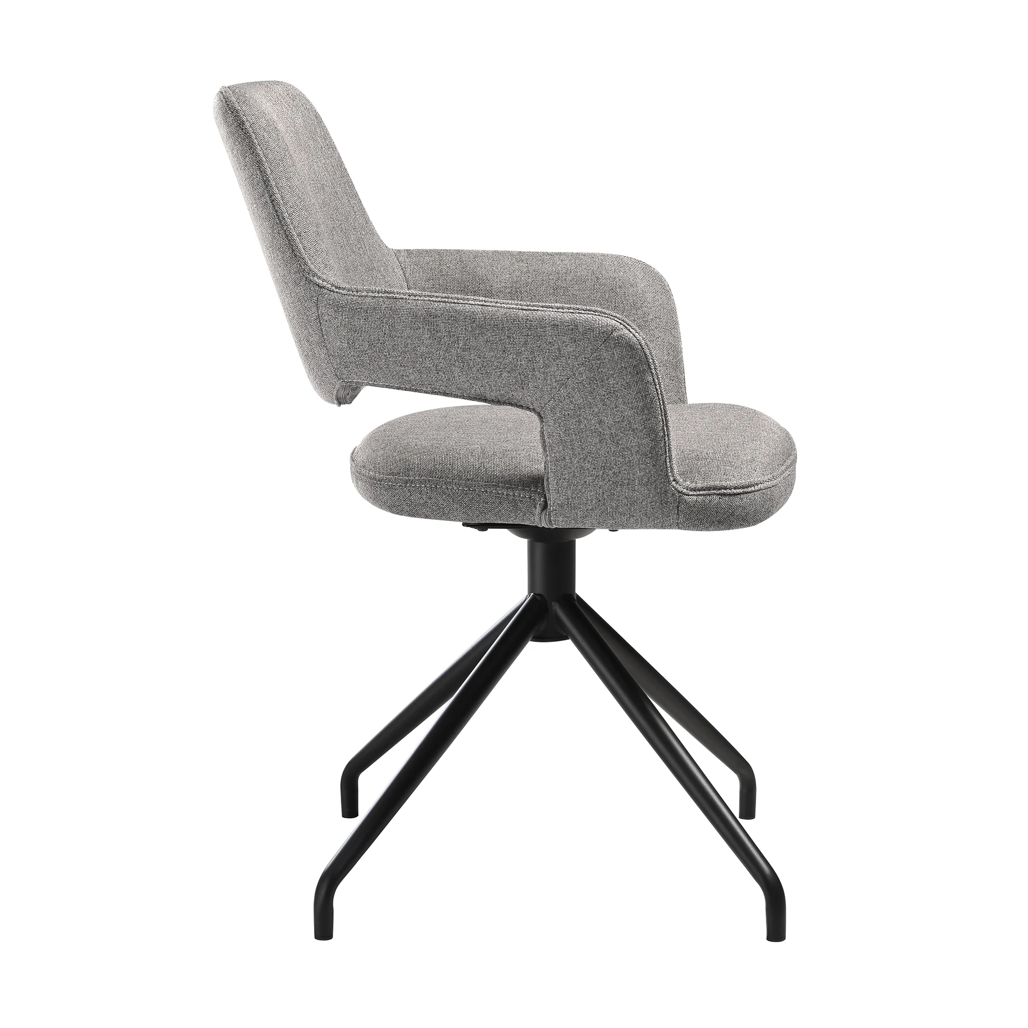 Penny Swivel Upholstered Dining Chair in Gray Fabric with Black Metal Legs - Set of 2 By Armen Living - Image 6