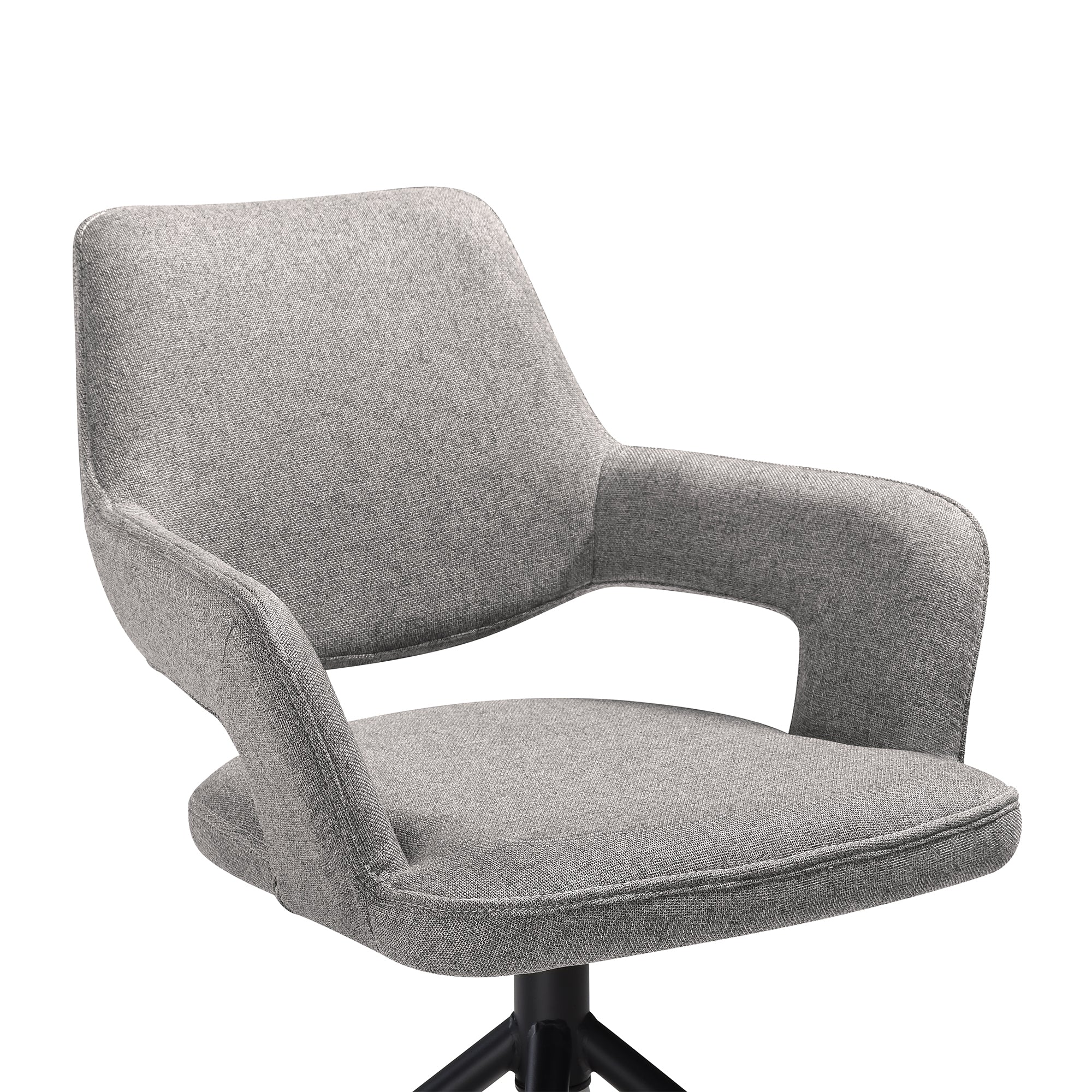 Penny Swivel Upholstered Dining Chair in Gray Fabric with Black Metal Legs - Set of 2 By Armen Living - Image 8