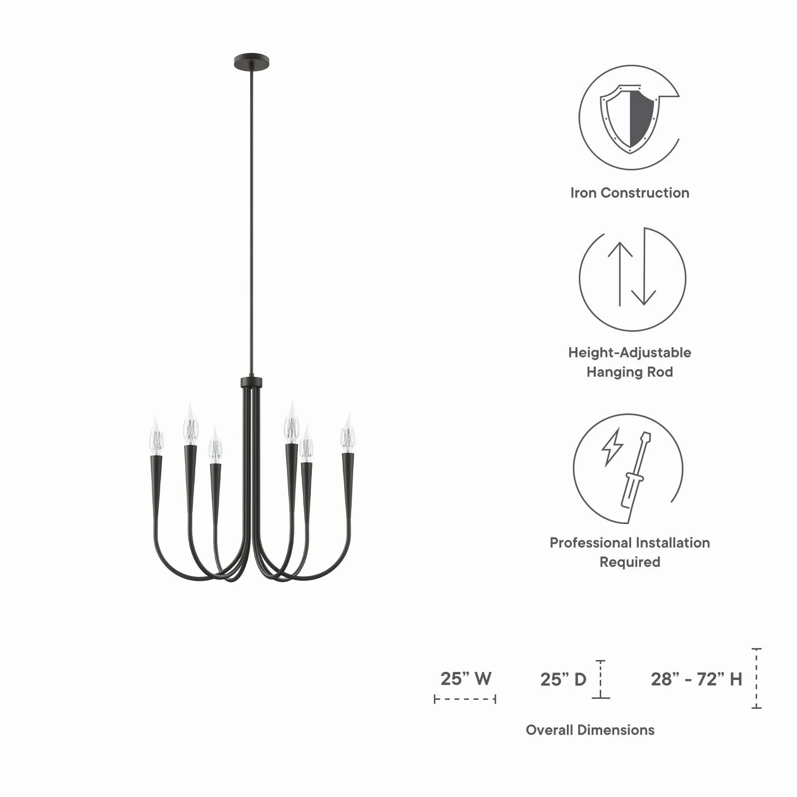 Penrose 6-Light Chandelier By Modway - EEI-5661 - Image 7
