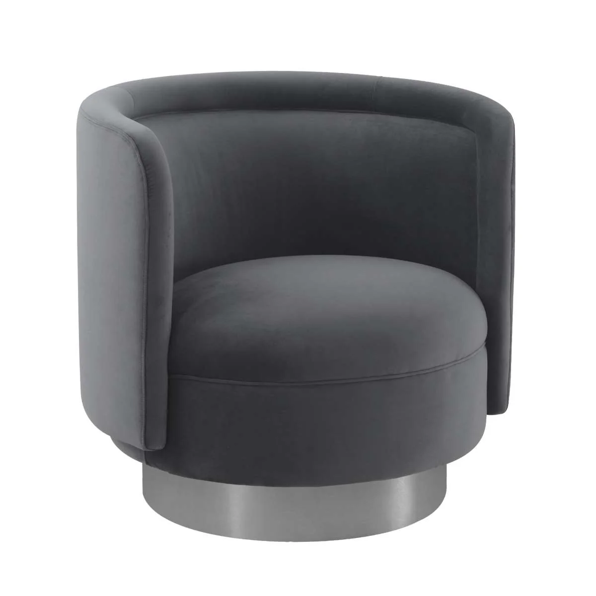 Peony Gray Fabric Upholstered Sofa Accent Chair with Brushed Gold Legs By Armen Living - Image 2