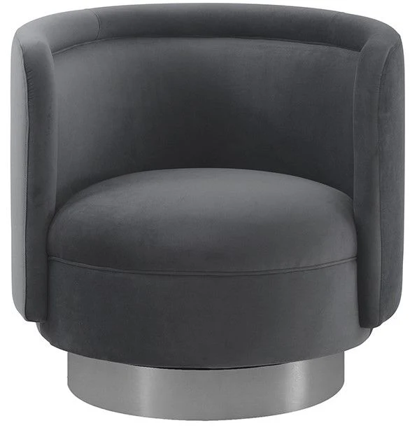 Peony Gray Fabric Upholstered Sofa Accent Chair with Brushed Gold Legs By Armen Living - Image 4
