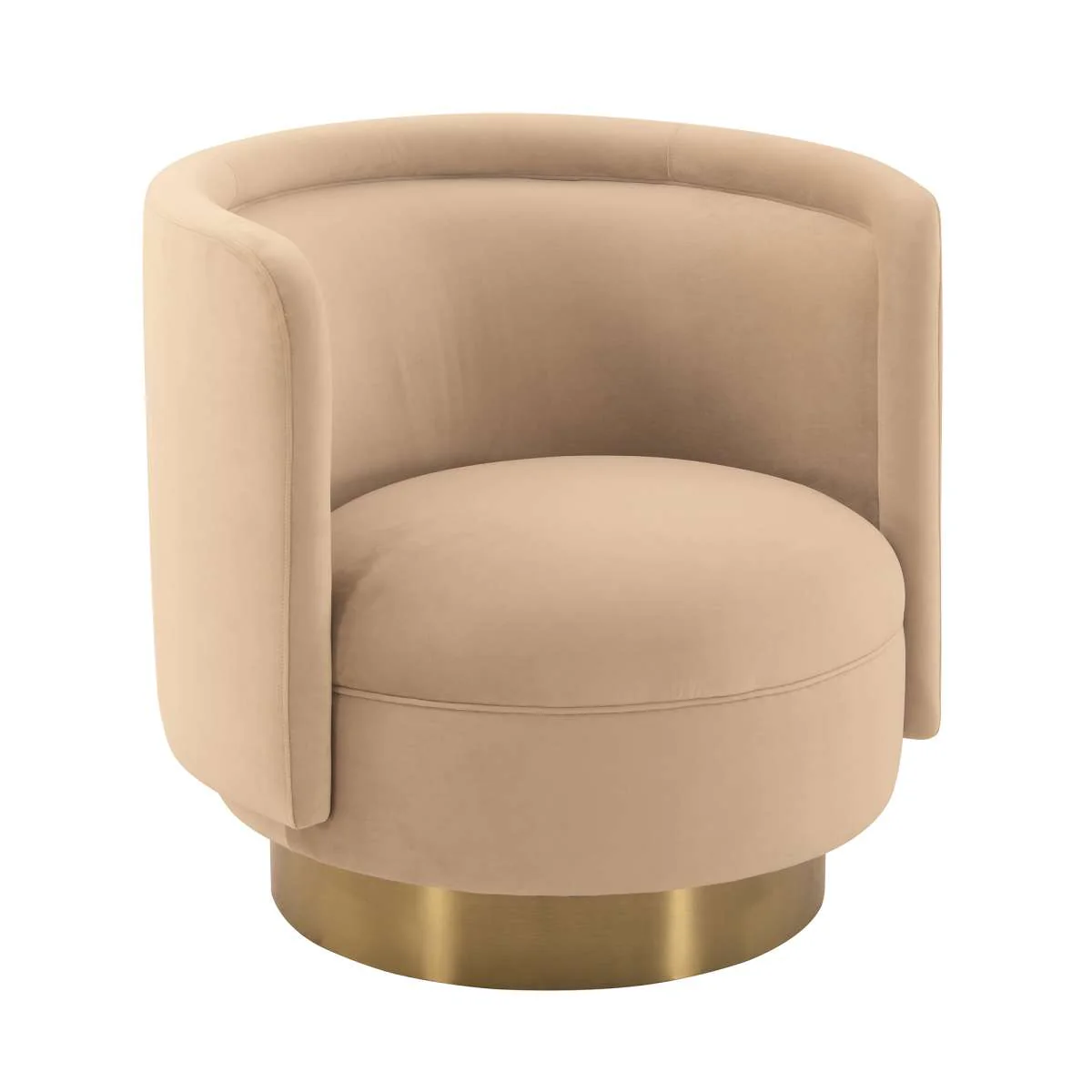 Peony Natrual Fabric Upholstered Sofa Accent Chair with Brushed Gold Legs By Armen Living - Image 2