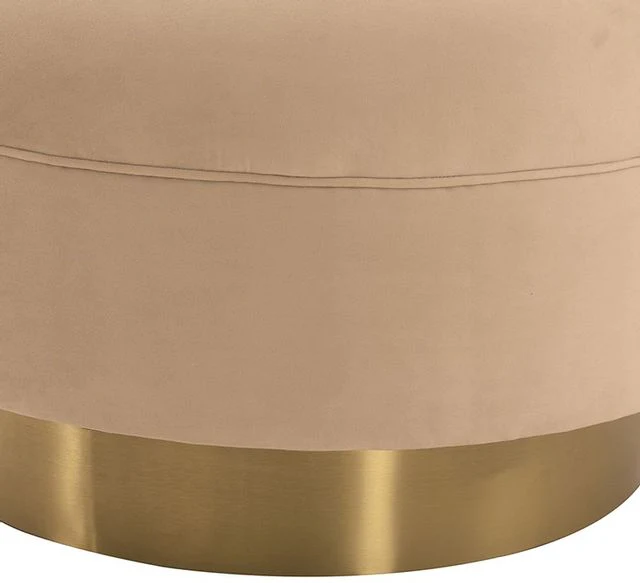 Peony Natrual Fabric Upholstered Sofa Accent Chair with Brushed Gold Legs By Armen Living - Image 4