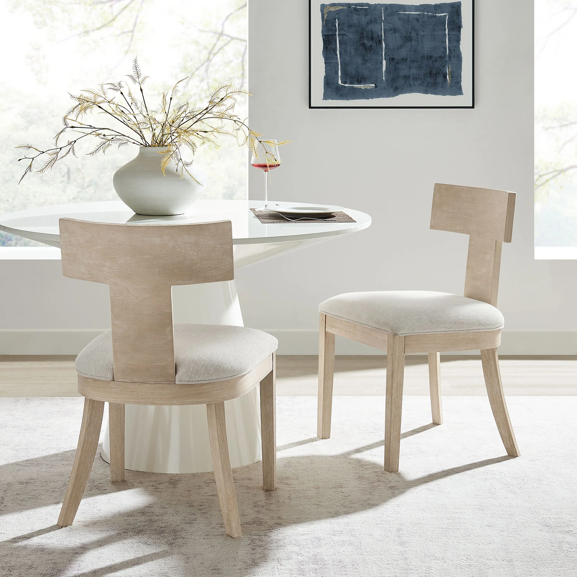 Peregrine Wood and Fabric Upholstered Dining Chairs Set of 2 by Modway - Image 18