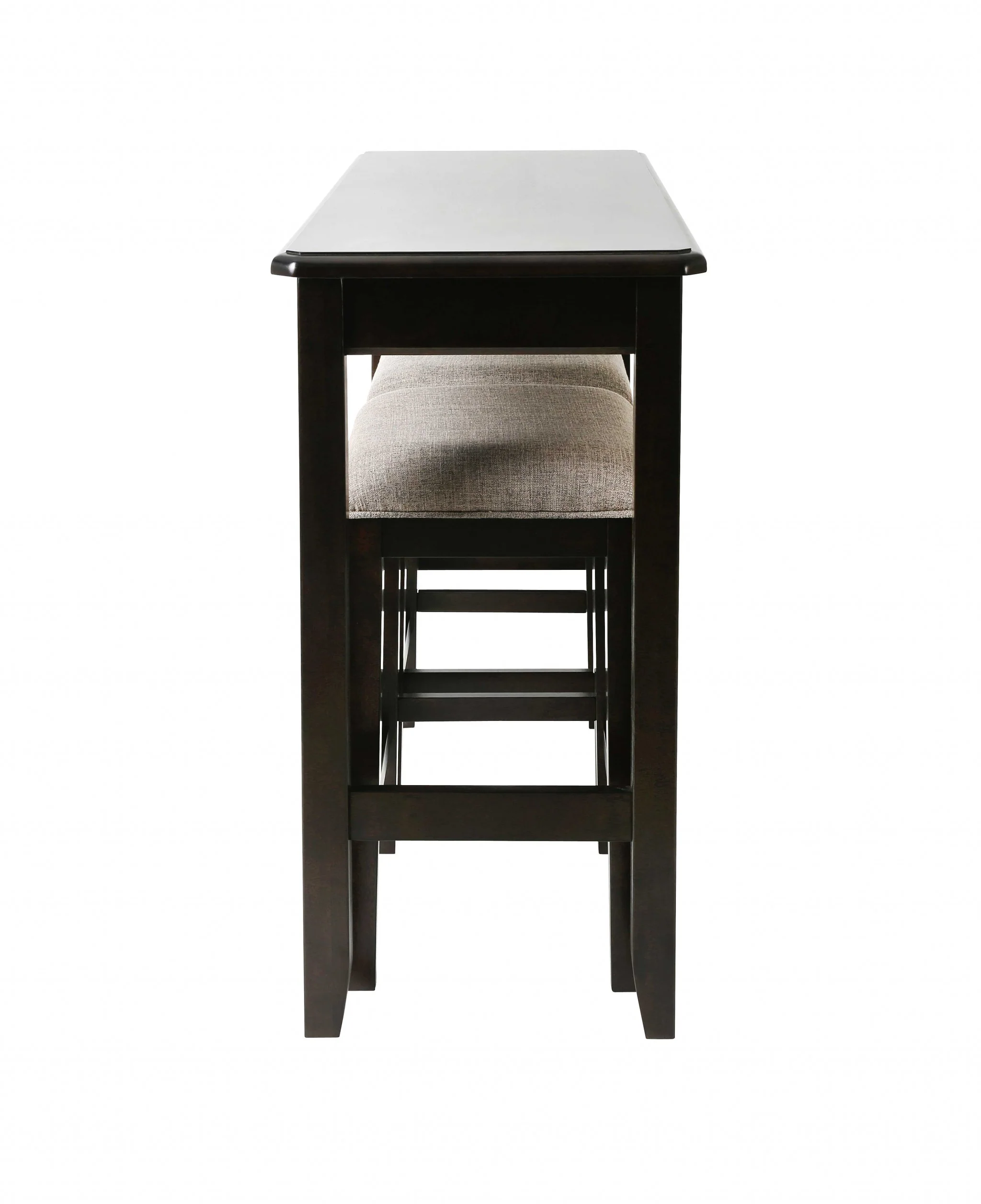 Perfecto Espresso Finish Sofa Table With Two Bar Stools By Homeroots - Image 6