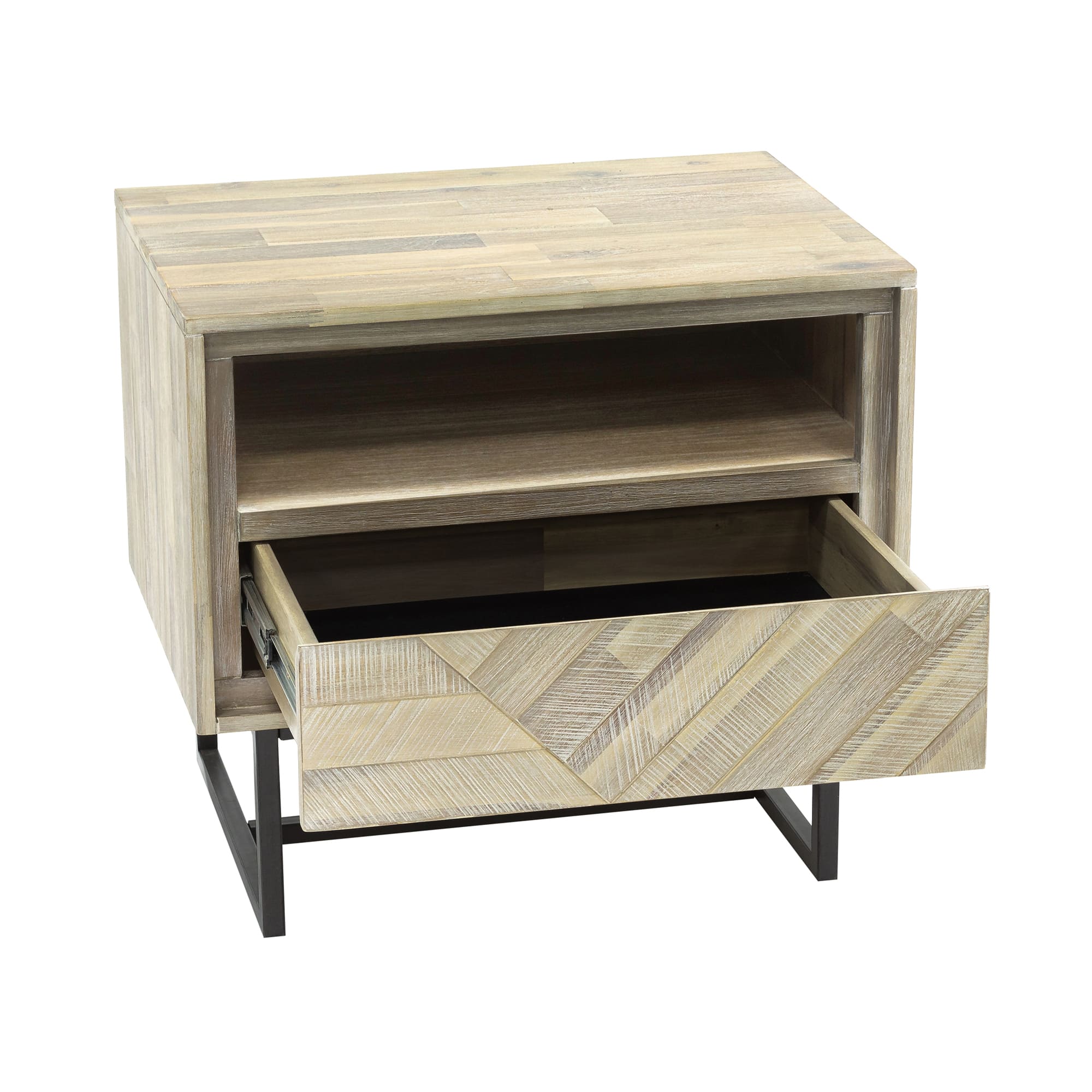 Peridot 1 Drawer Nightstand in Natural Acacia Wood By Armen Living - Image 6