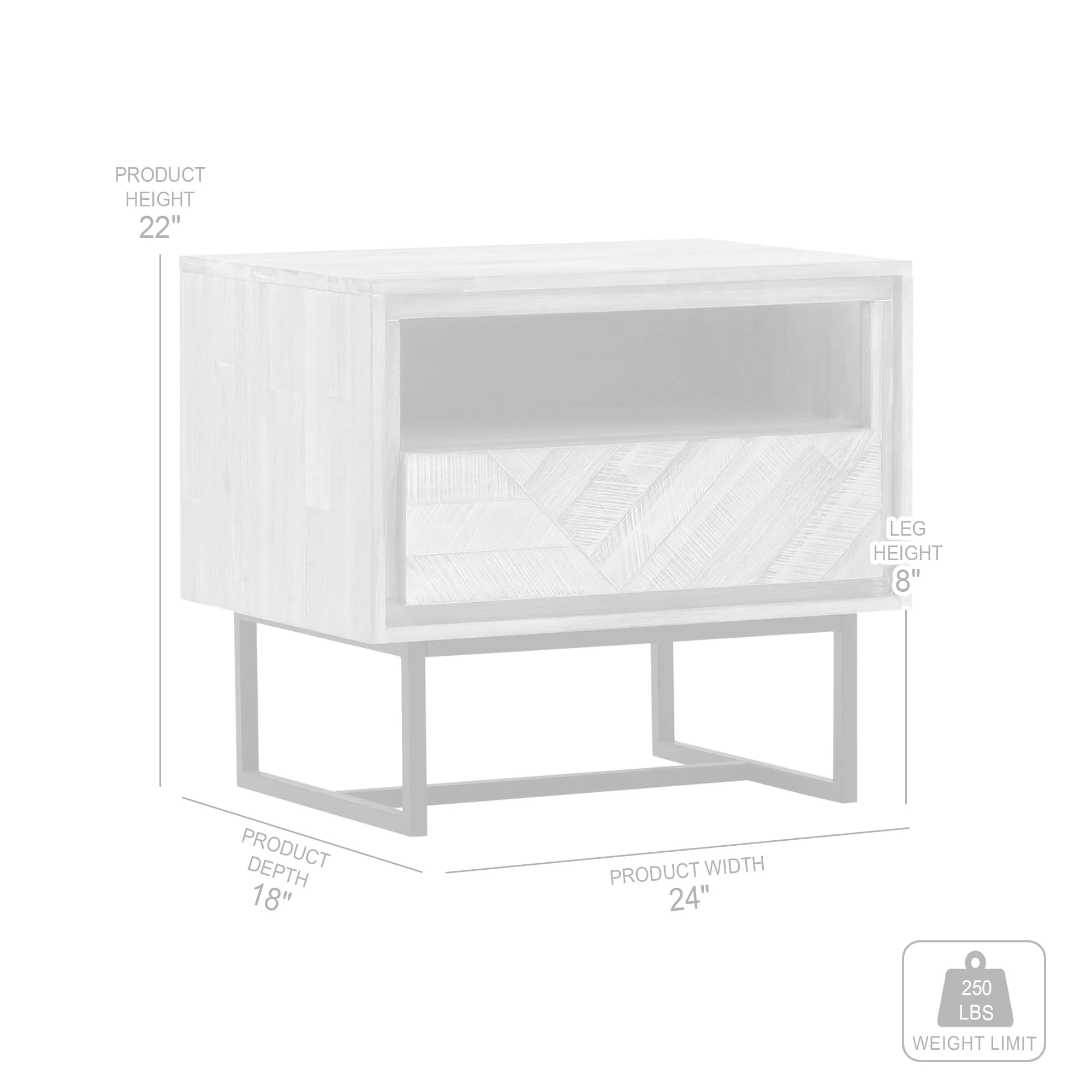 Peridot 1 Drawer Nightstand in Natural Acacia Wood By Armen Living - Image 8