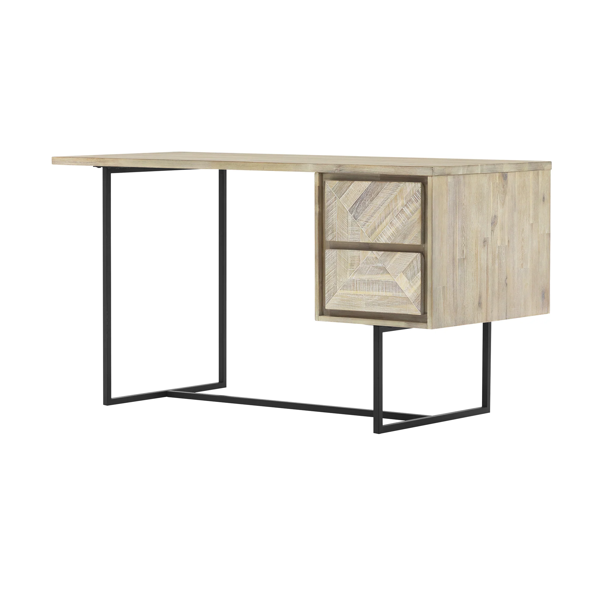Peridot 2 Drawer Desk in Natural Acacia Wood By Armen Living - Image 2