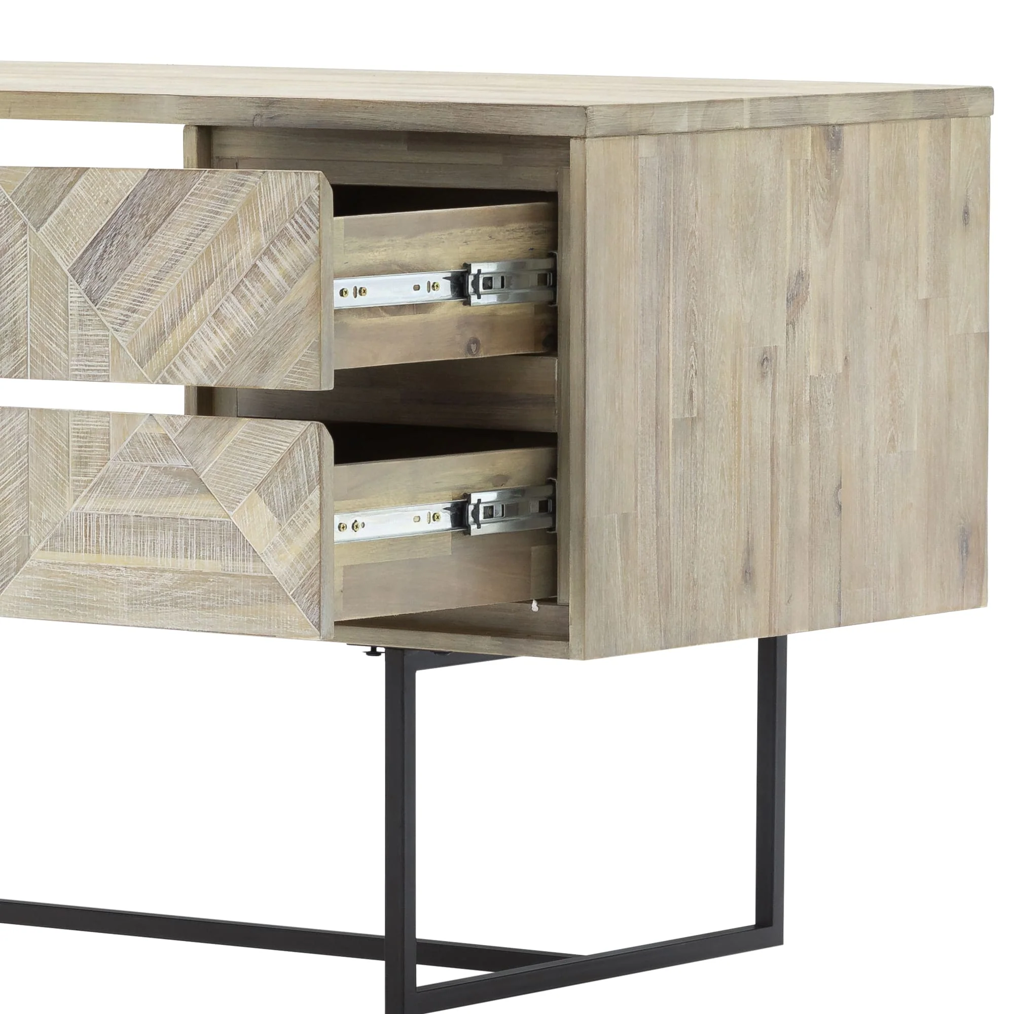 Peridot 2 Drawer Desk in Natural Acacia Wood By Armen Living - Image 7