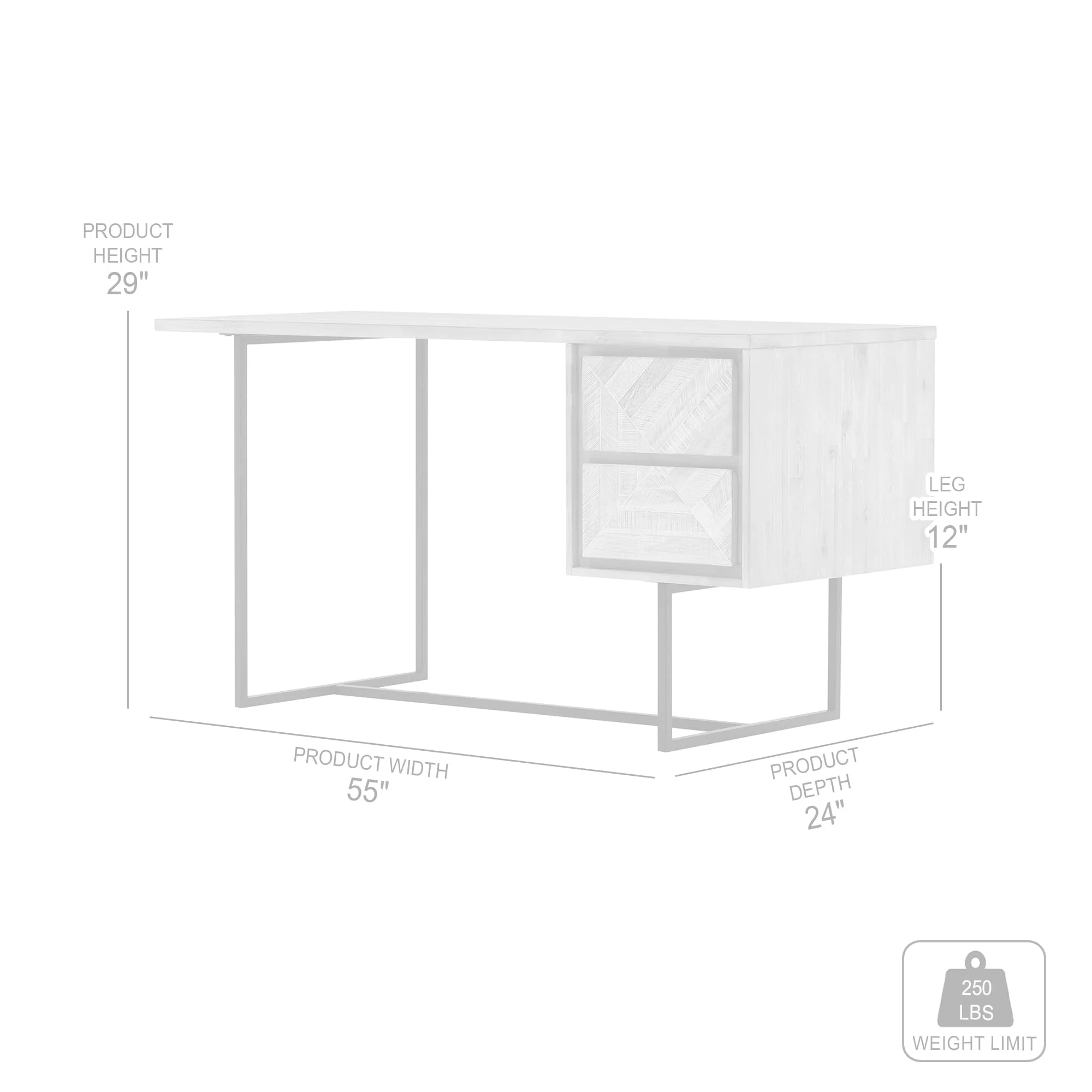 Peridot 2 Drawer Desk in Natural Acacia Wood By Armen Living - Image 8