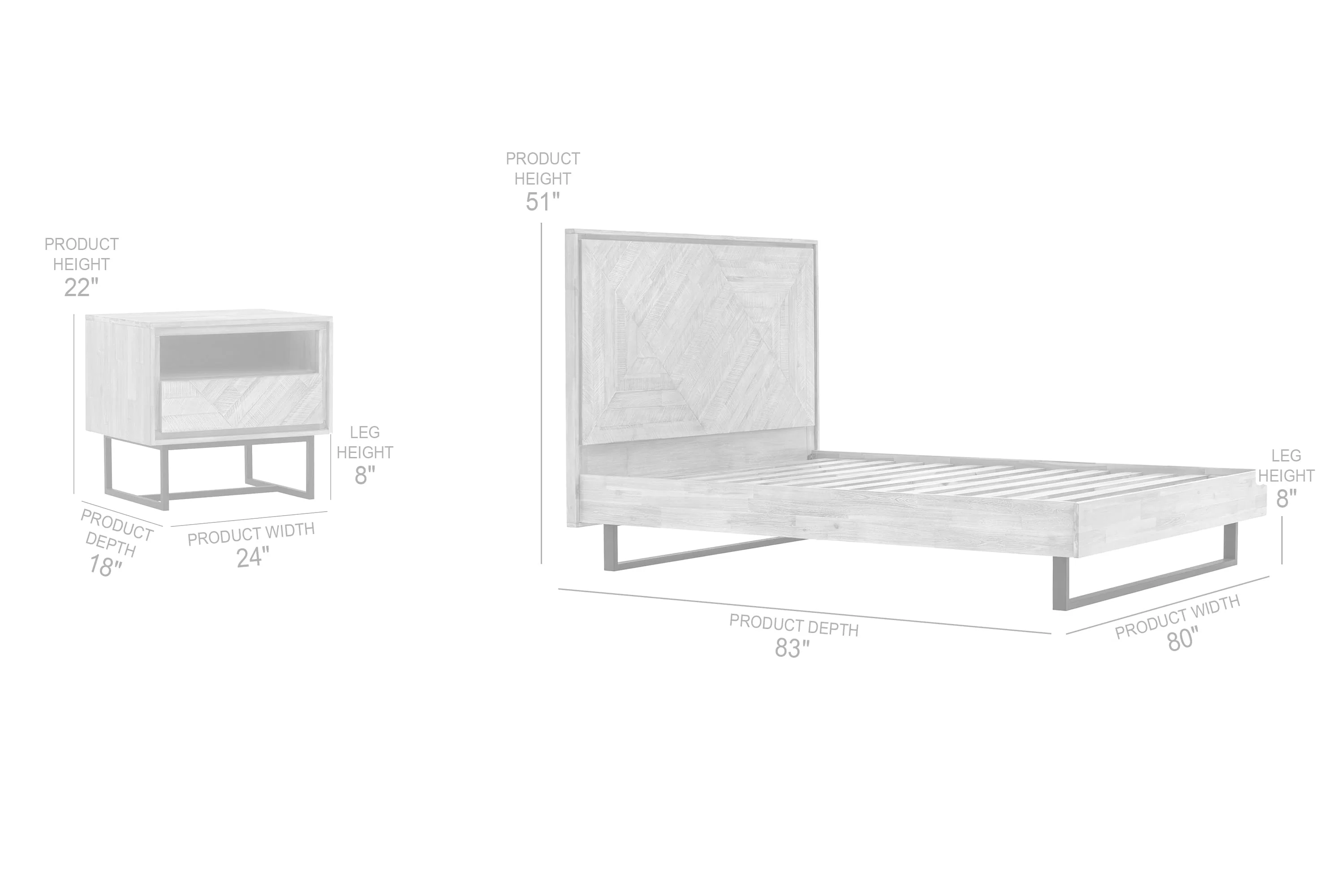 Peridot 3 Piece King Bedroom Set in Natural Acacia Wood By Armen Living - Image 8