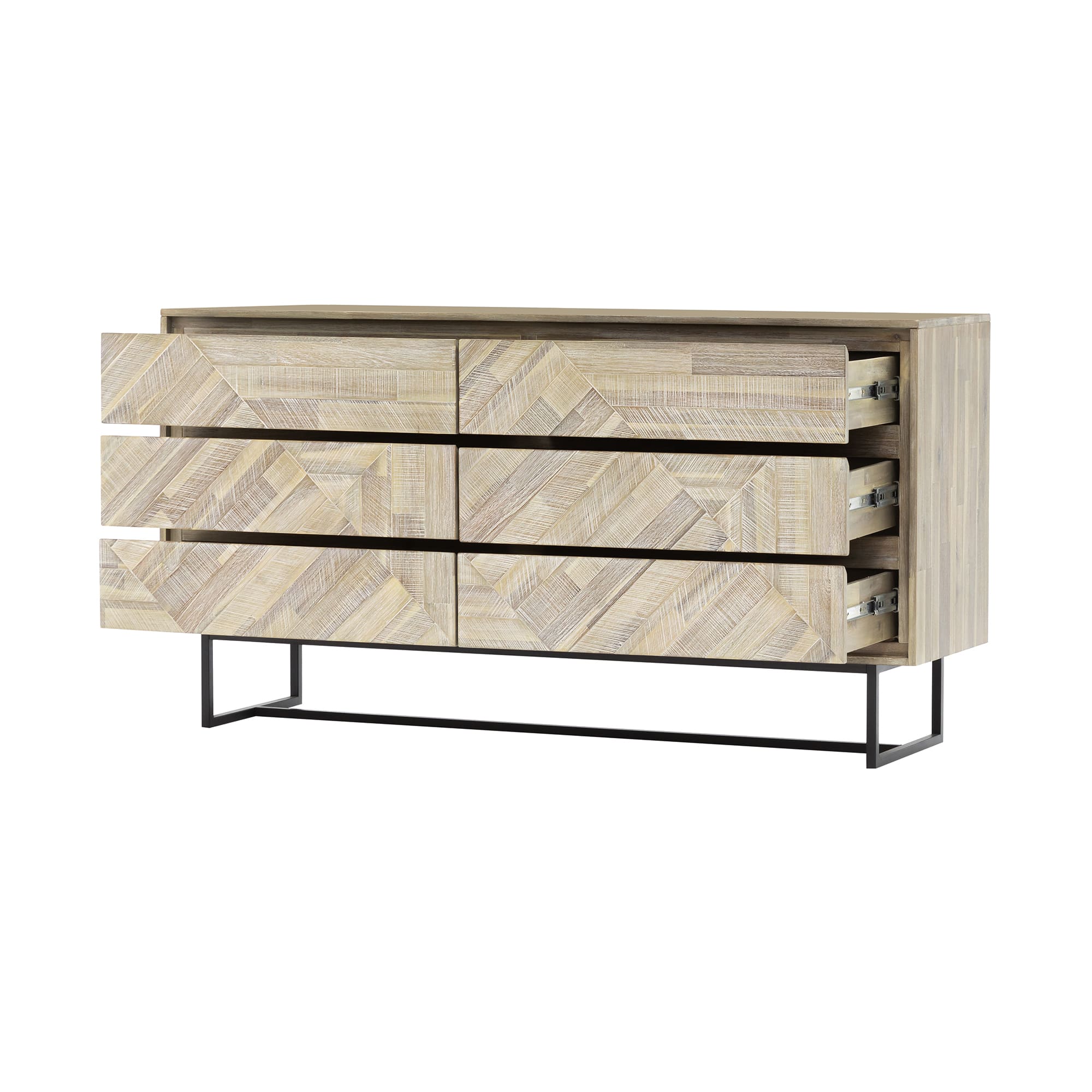 Peridot 4 Piece King Bedroom Set in Natural Acacia Wood By Armen Living - Image 6