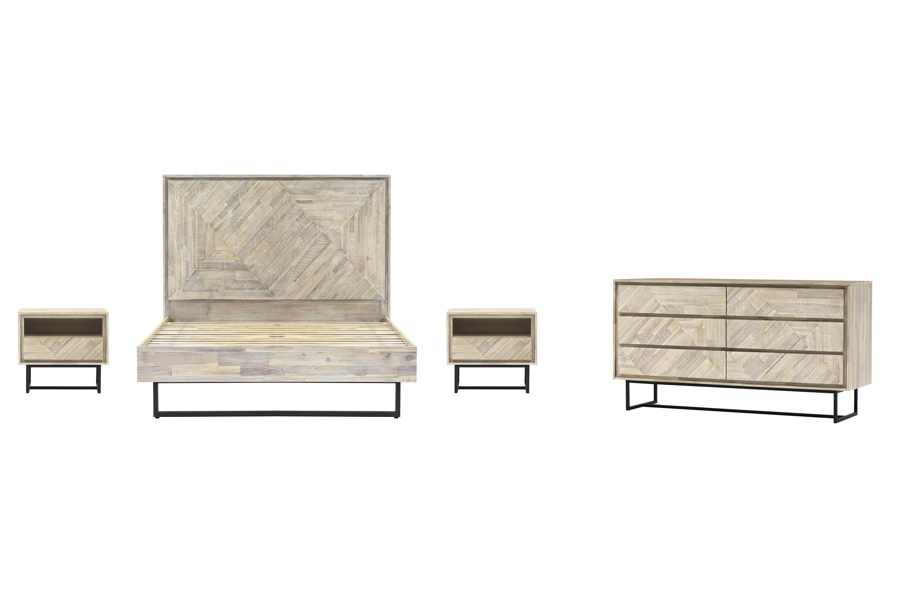 Peridot 4 Piece Queen Bedroom Set in Natural Acacia Wood By Armen Living - Image 2