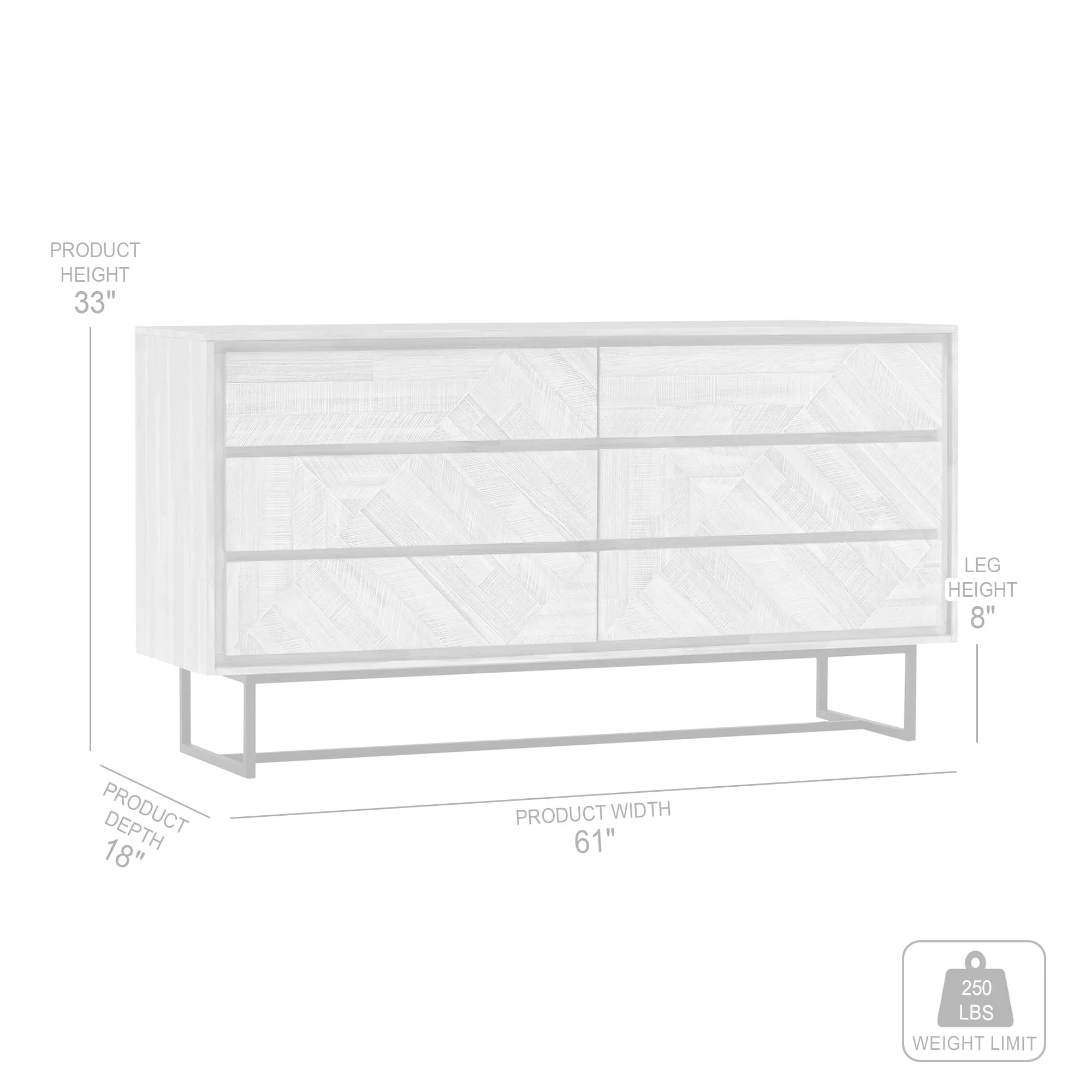 Peridot 6 Drawer Dresser in Natural Acacia Wood By Armen Living - Image 9