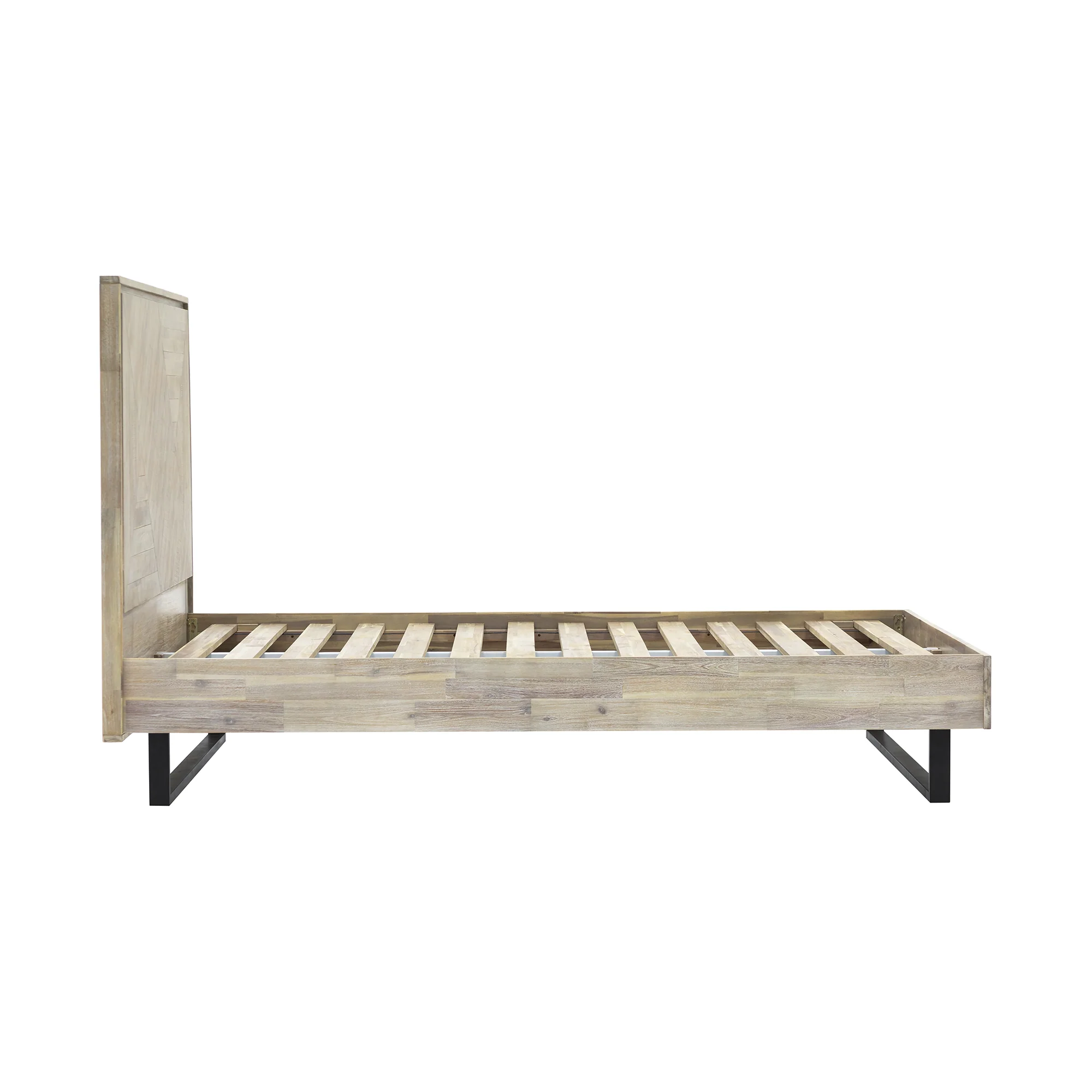Peridot King Platform Bed Frame in Natural Acacia Wood By Armen Living - Image 5
