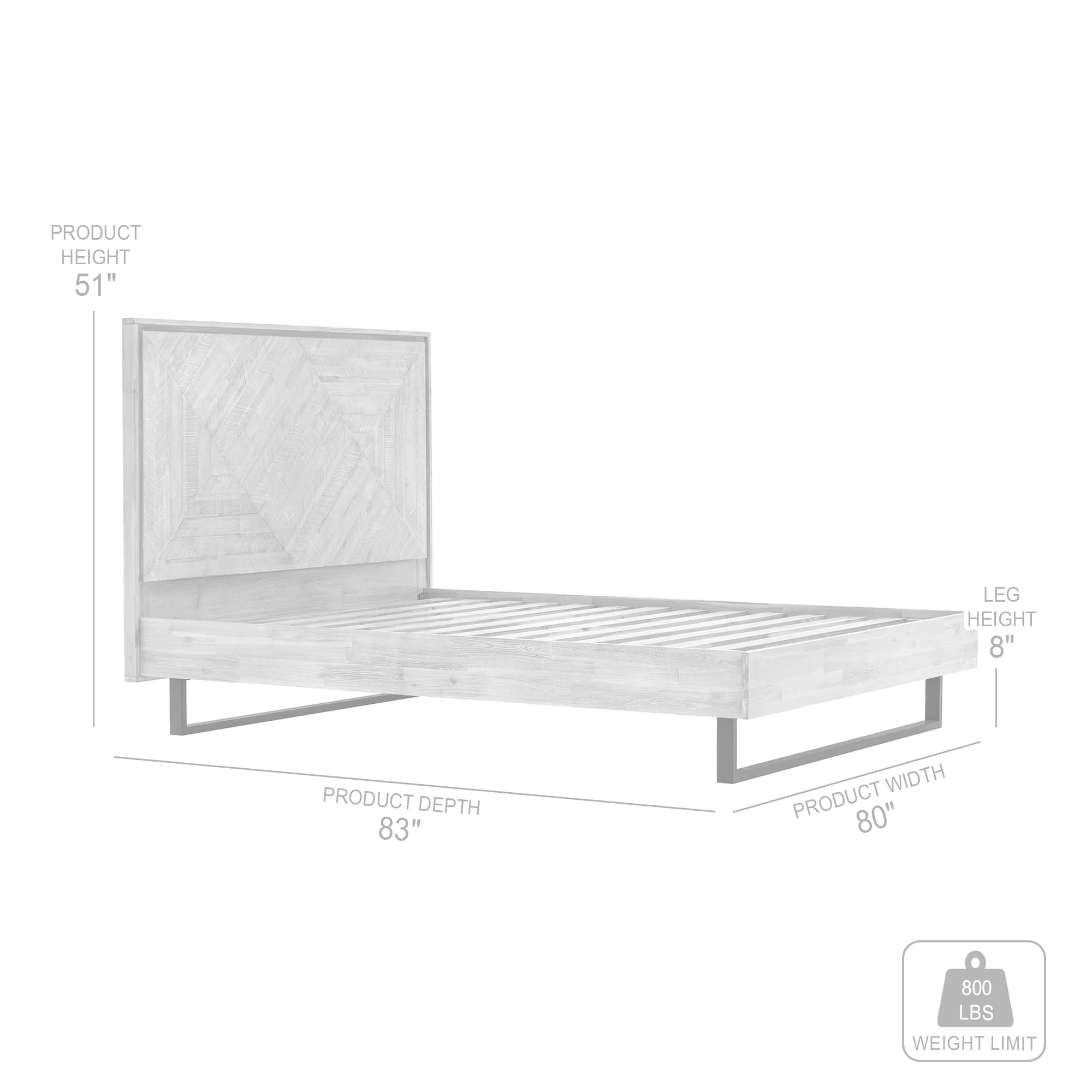 Peridot King Platform Bed Frame in Natural Acacia Wood By Armen Living - Image 8