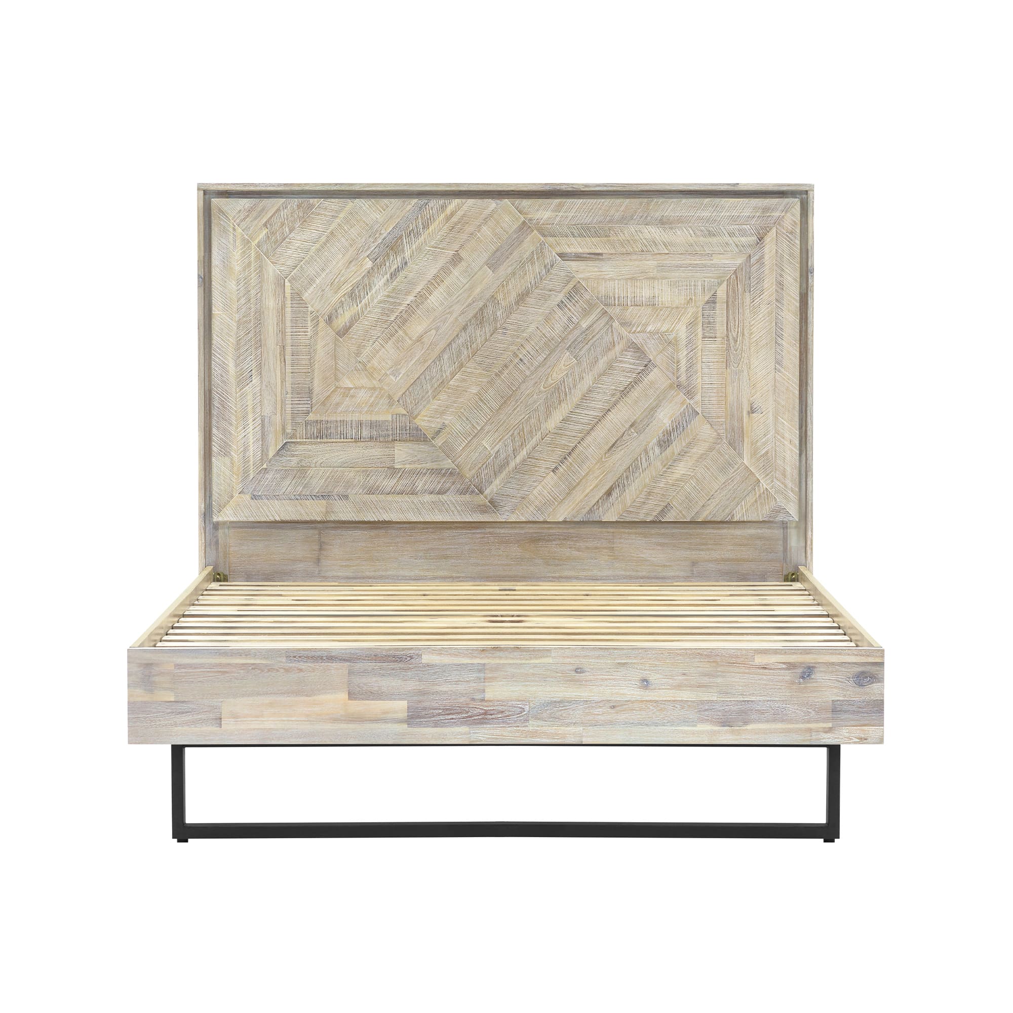 Peridot Queen Platform Bed Frame in Natural Acacia Wood By Armen Living - Image 2