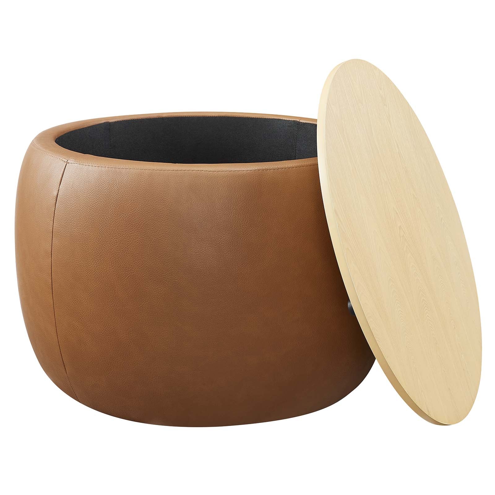Perla Round Vegan Leather Storage Ottoman By Modway - EEI-6687 - Image 3