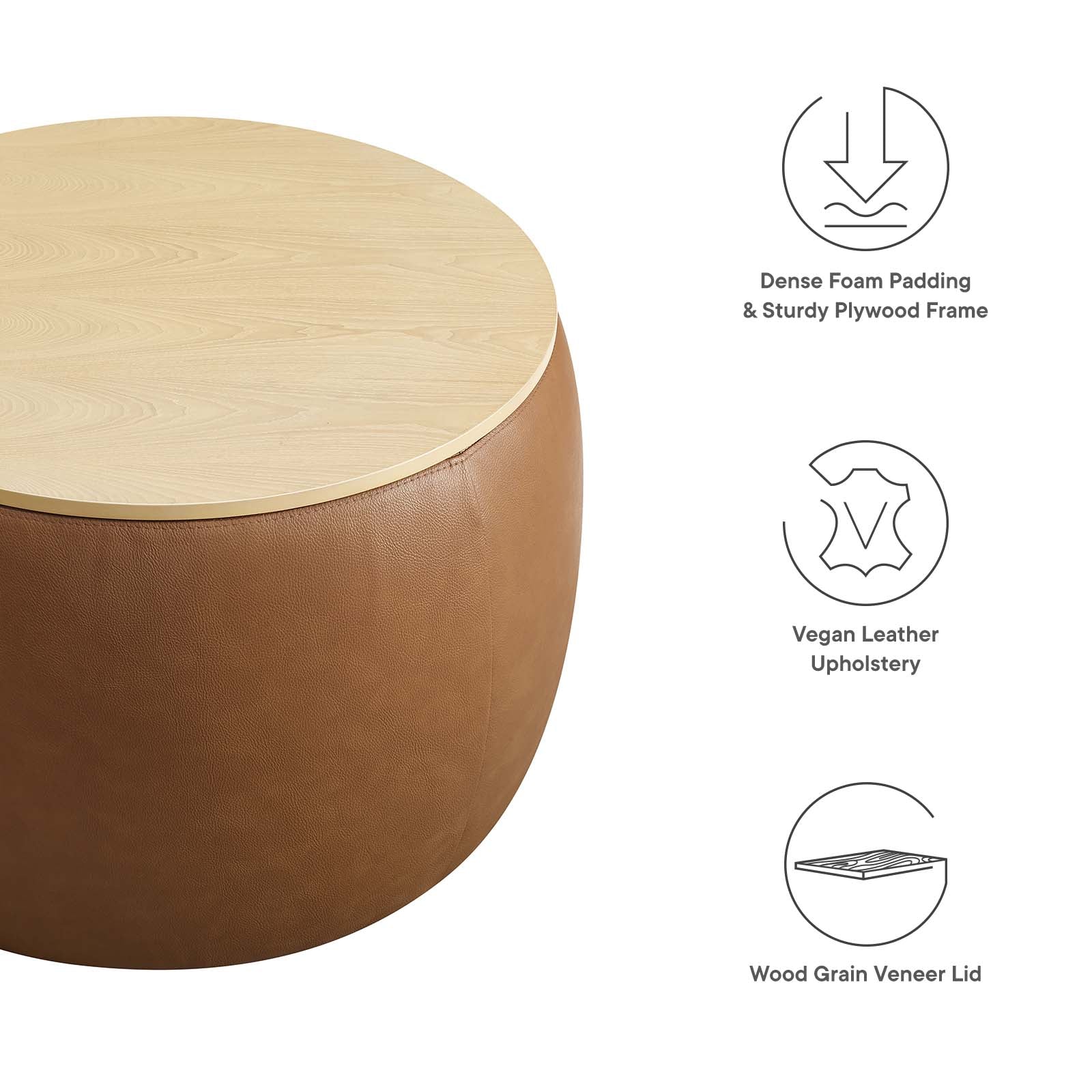 Perla Round Vegan Leather Storage Ottoman By Modway - EEI-6687 - Image 7