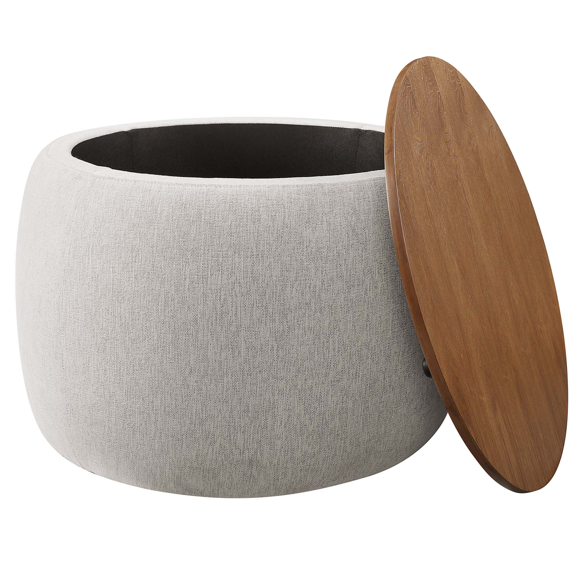 Perla Woven Heathered Fabric Upholstered Storage Ottoman by Modway - Image 3