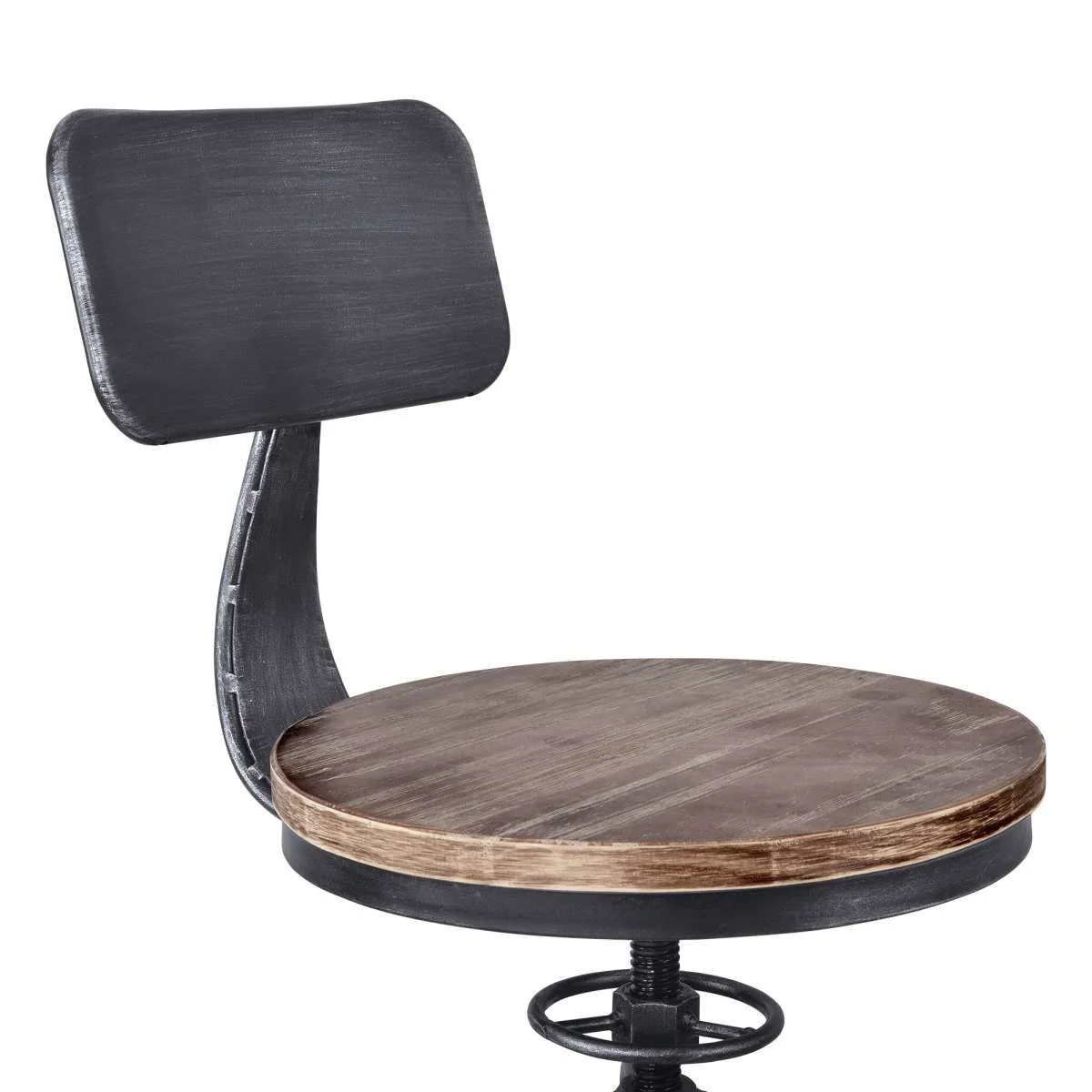 Perlo Industrial Adjustable Barstool in Industrial Gray and Pine Wood By Armen Living - Image 5