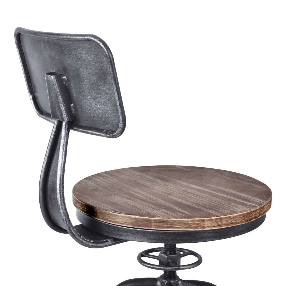 Perlo Industrial Adjustable Barstool in Industrial Gray and Pine Wood By Armen Living - Image 6