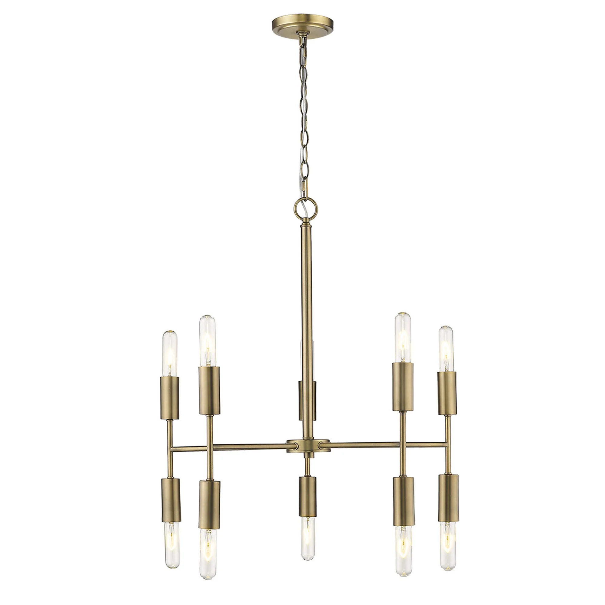 Perret 10-Light Aged Brass Chandelier By Homeroots - Image 2