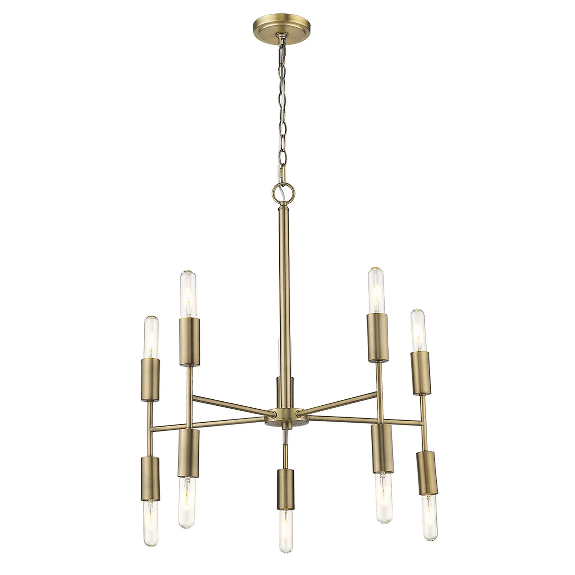Perret 10-Light Aged Brass Chandelier By Homeroots - Image 3