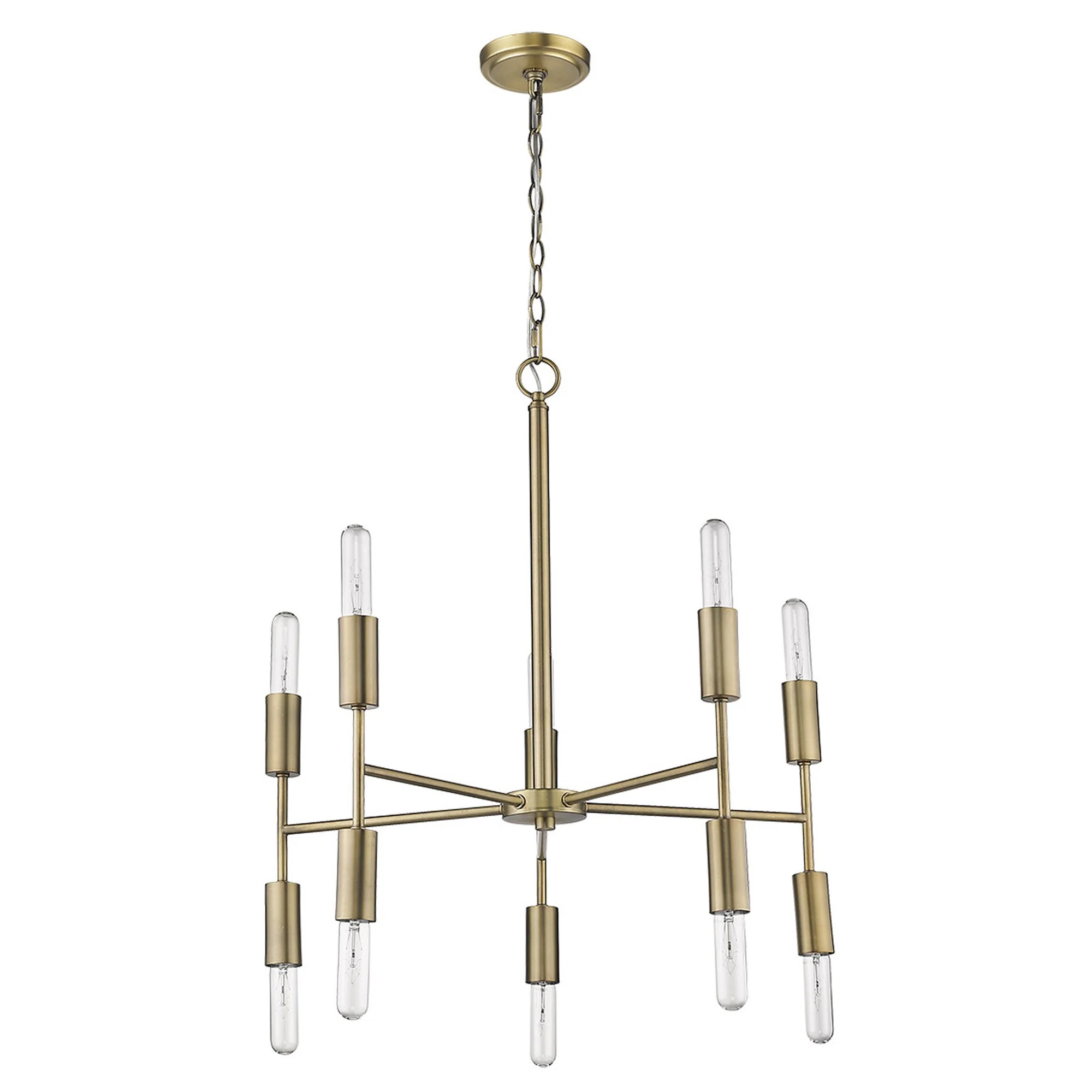 Perret 10-Light Aged Brass Chandelier By Homeroots - Image 4