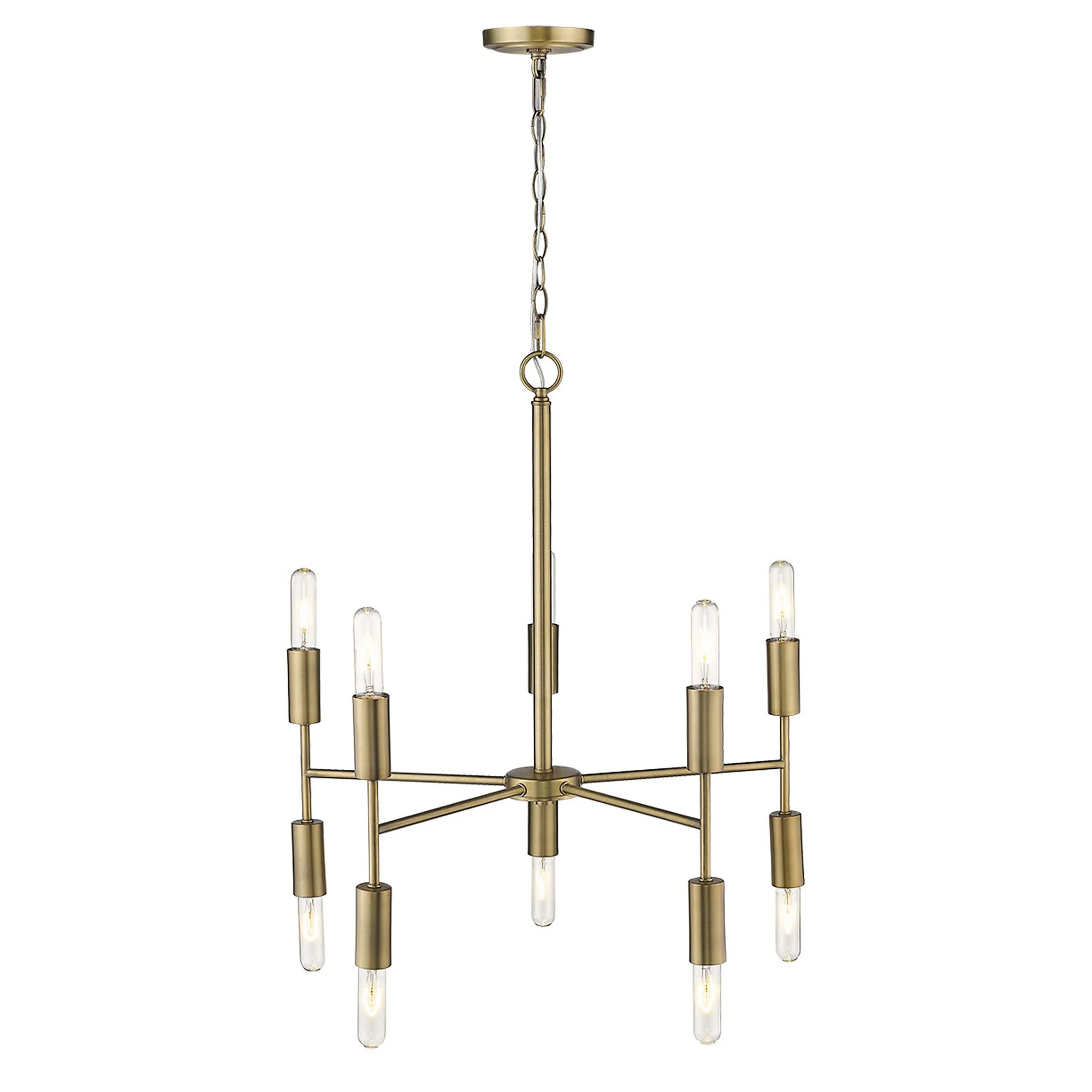 Perret 10-Light Aged Brass Chandelier By Homeroots - Image 5