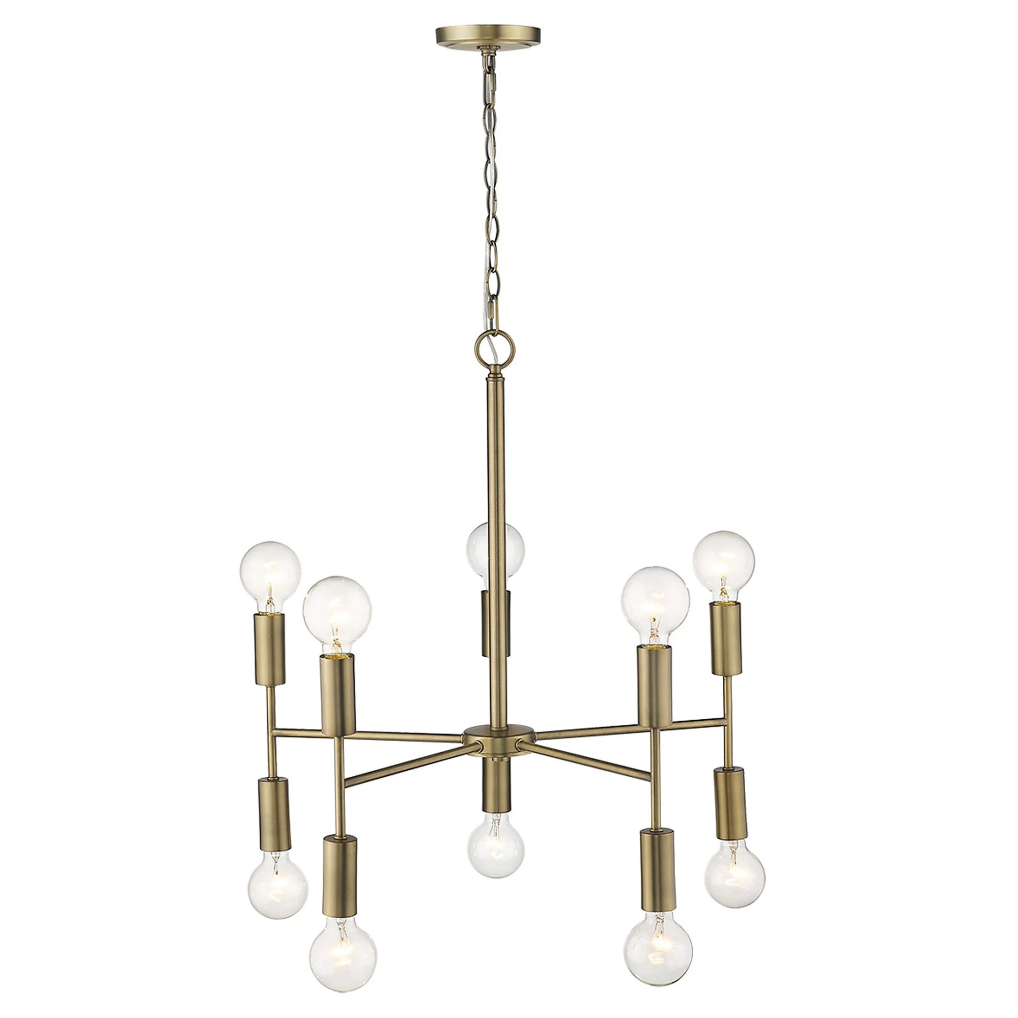 Perret 10-Light Aged Brass Chandelier By Homeroots - Image 6