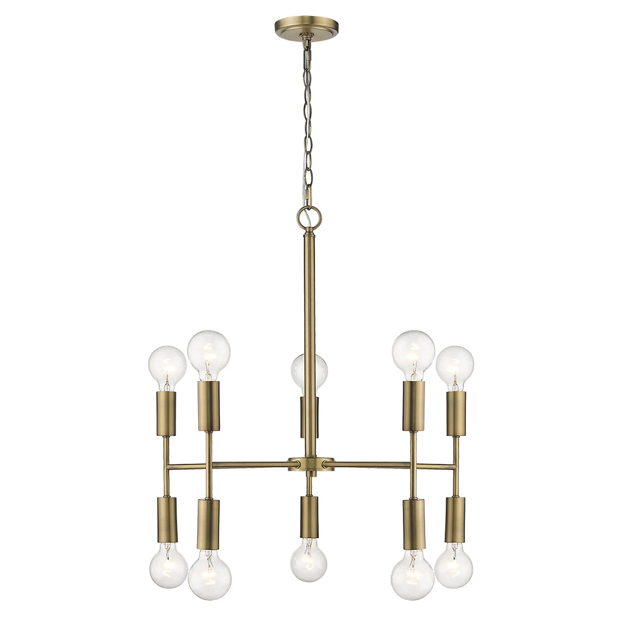 Perret 10-Light Aged Brass Chandelier By Homeroots - Image 7