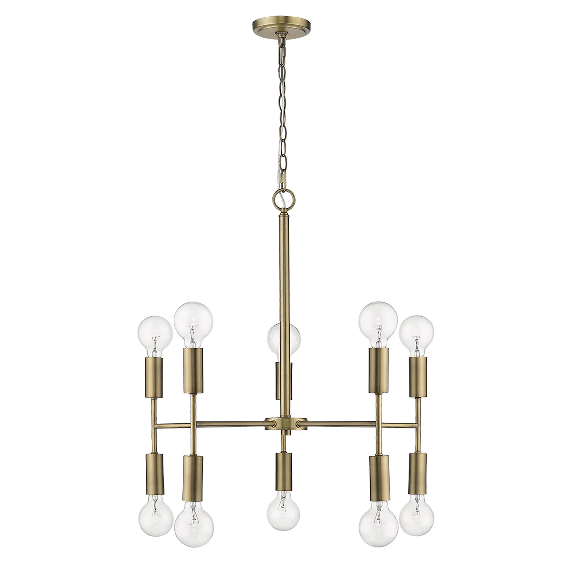 Perret 10-Light Aged Brass Chandelier By Homeroots - Image 8