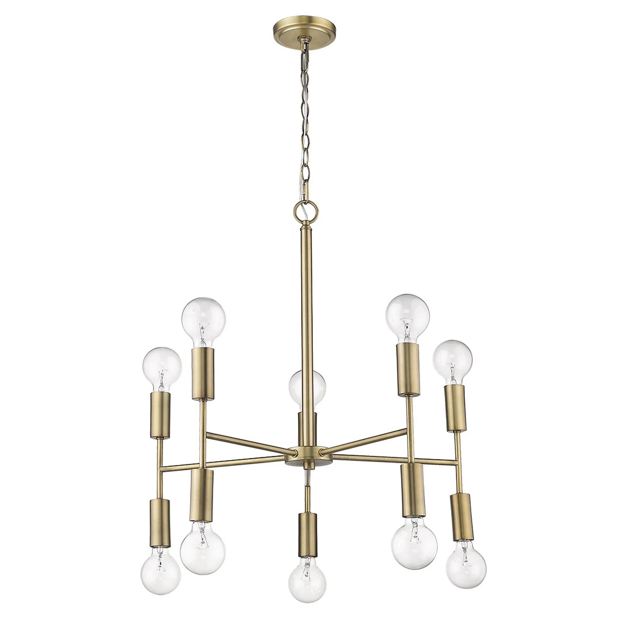 Perret 10-Light Aged Brass Chandelier By Homeroots - Image 9
