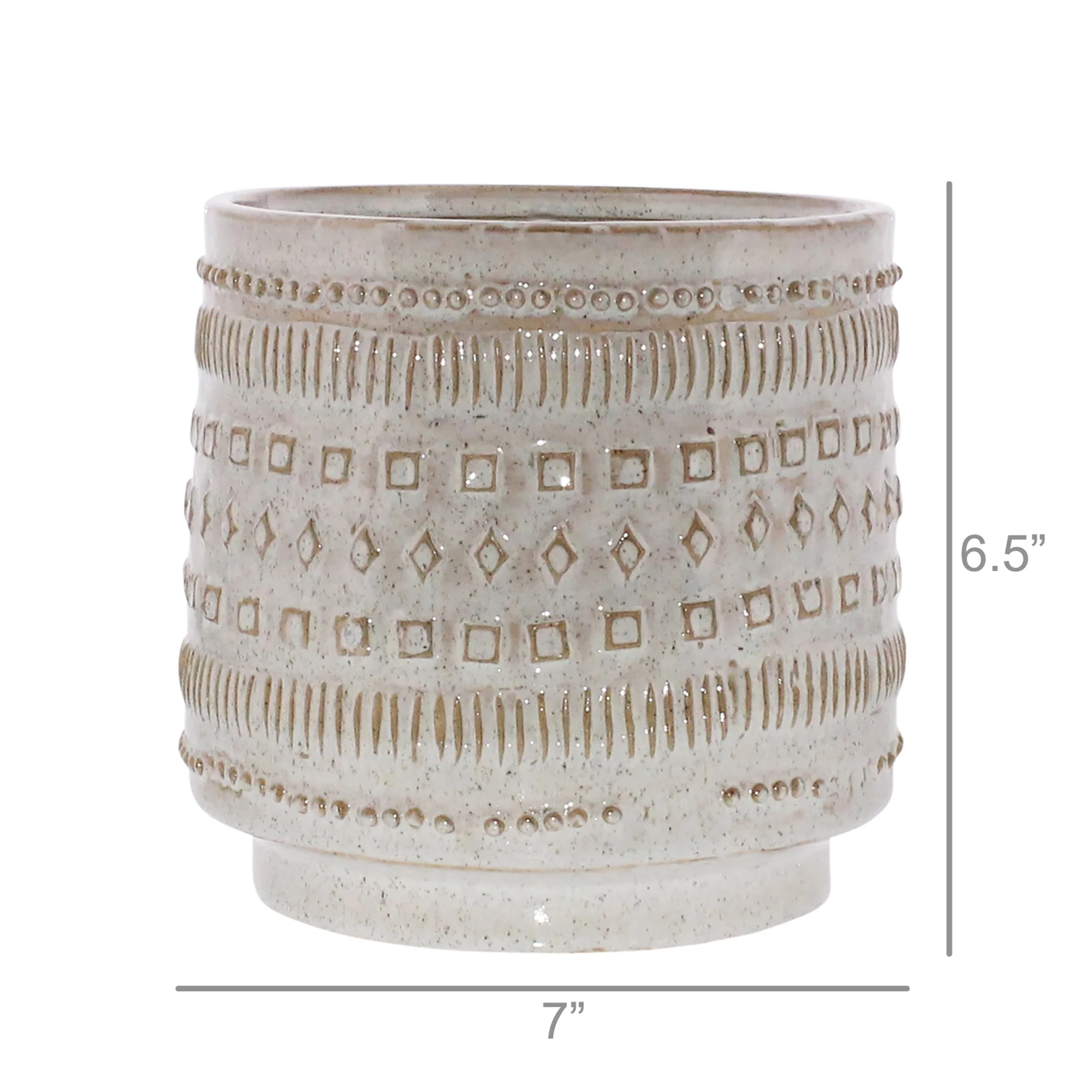 Peru Cachepot, Ceramic - Large - White Set Of 2 By HomArt - Image 2