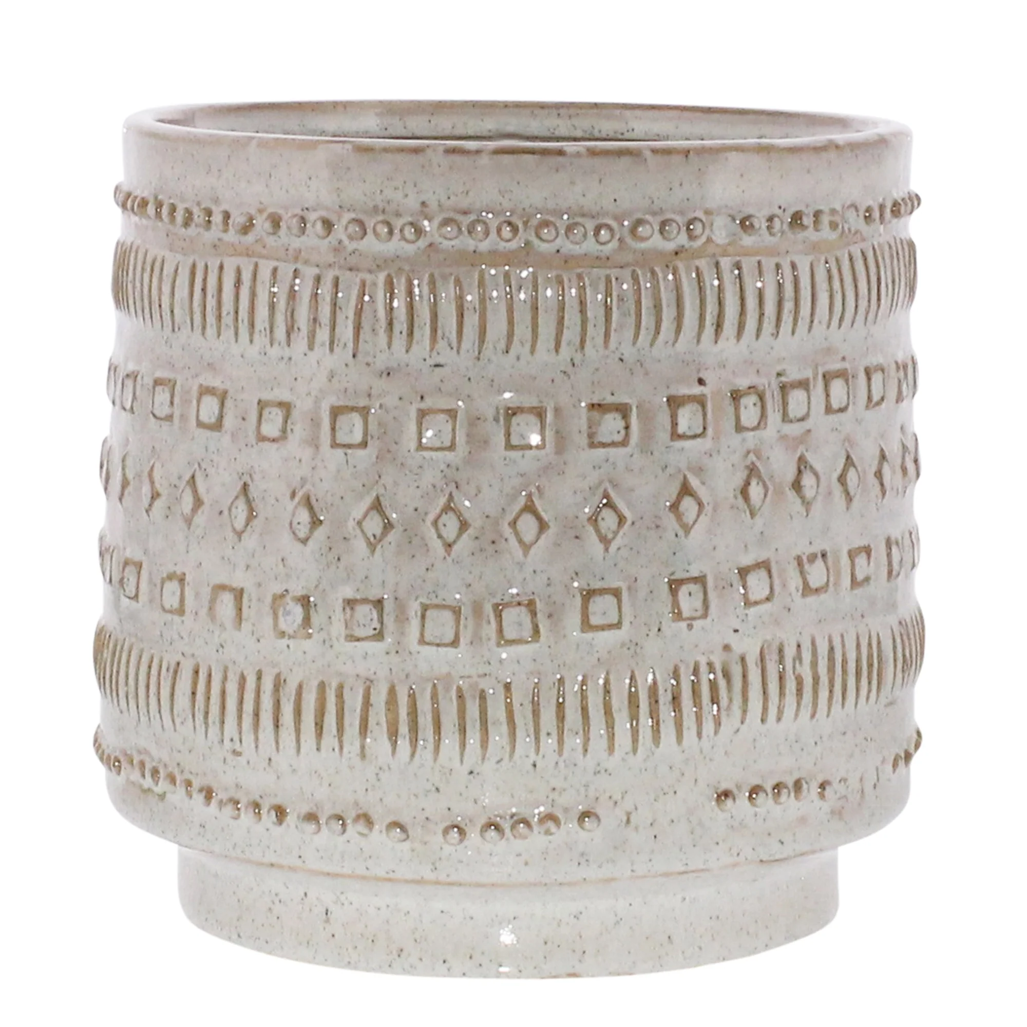 Peru Cachepot, Ceramic - Large - White Set Of 2 By HomArt - Image 3