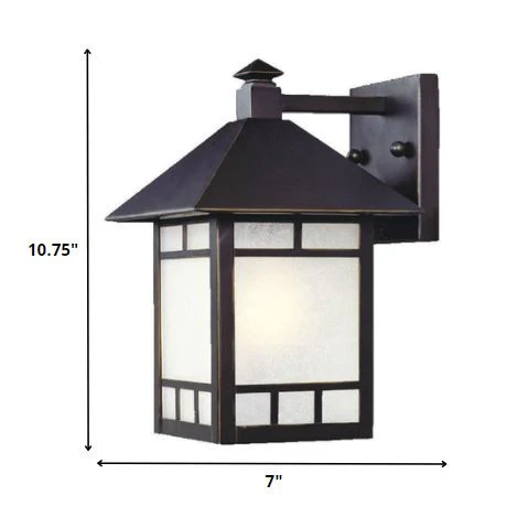 Petite Antique Bronze Frosted Glass Lantern Wall Light By Homeroots - Image 2