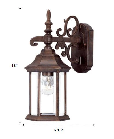 Petite Brown Domed Hanging Glass Lantern Wall Light By Homeroots - Image 2