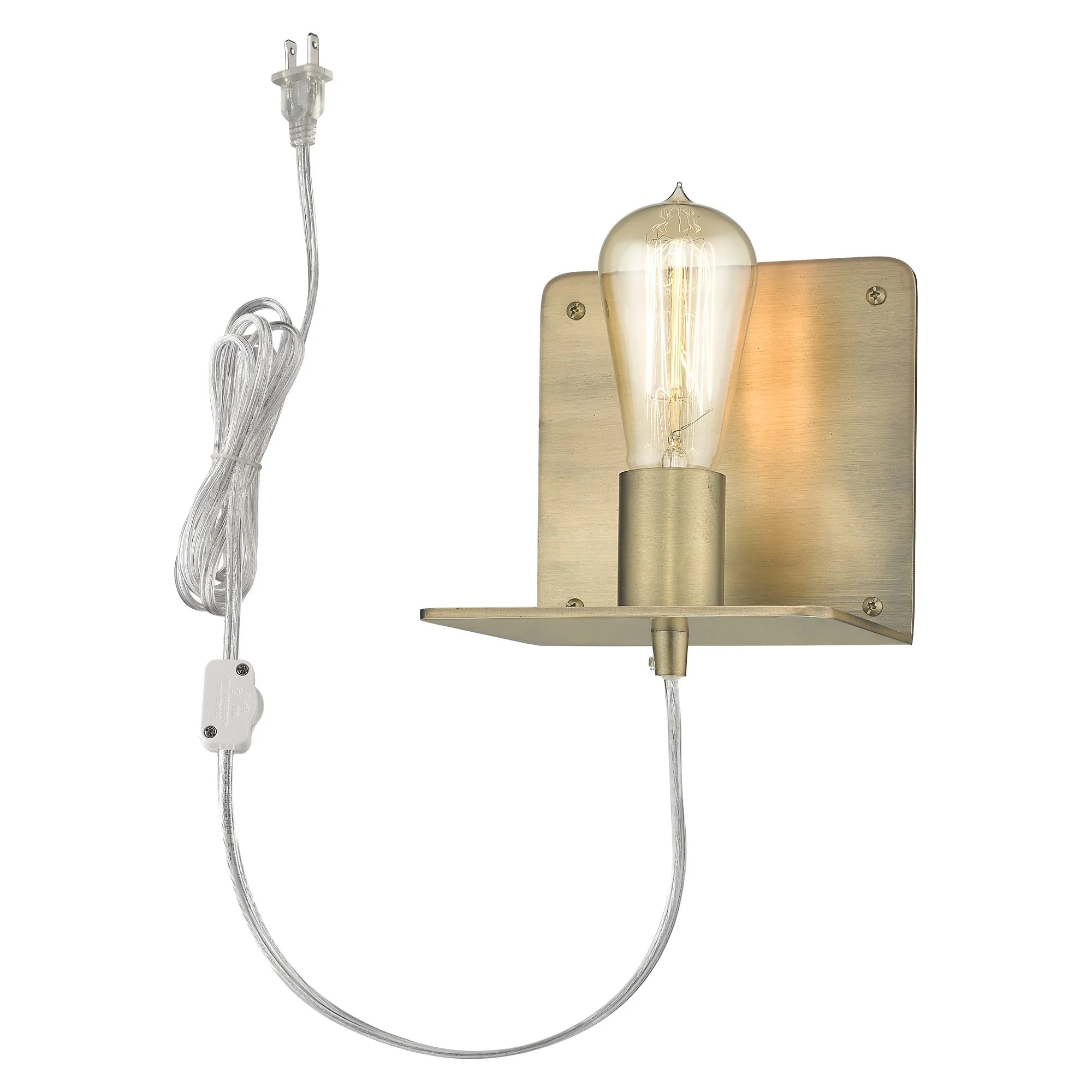 Petite Dull Gold Shelf Wall Light By Homeroots - Image 4